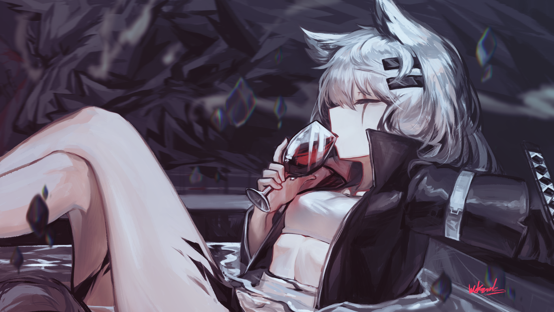 Lappland from Arknights drinking wine HD Wallpaper