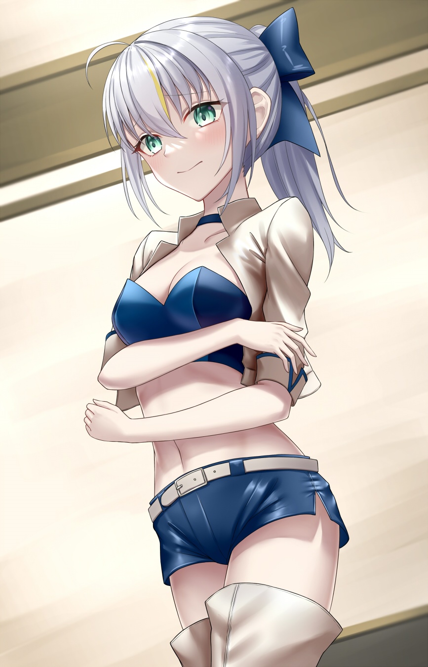 Fate series anime girl with green eyes and blue outfit HD Phone Wallpaper