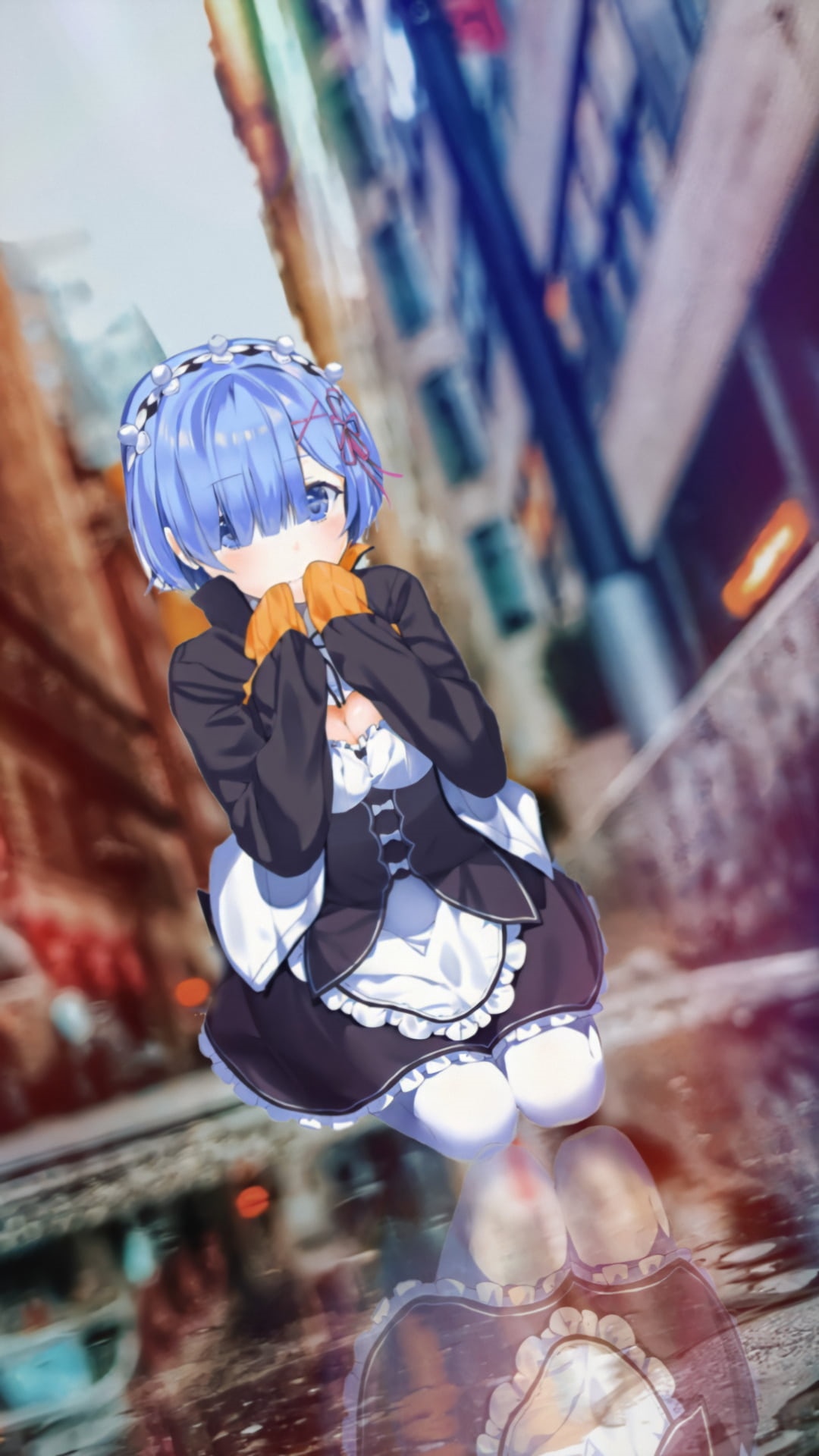 Rem from Re:Zero in a Maid Outfit HD Phone Wallpaper