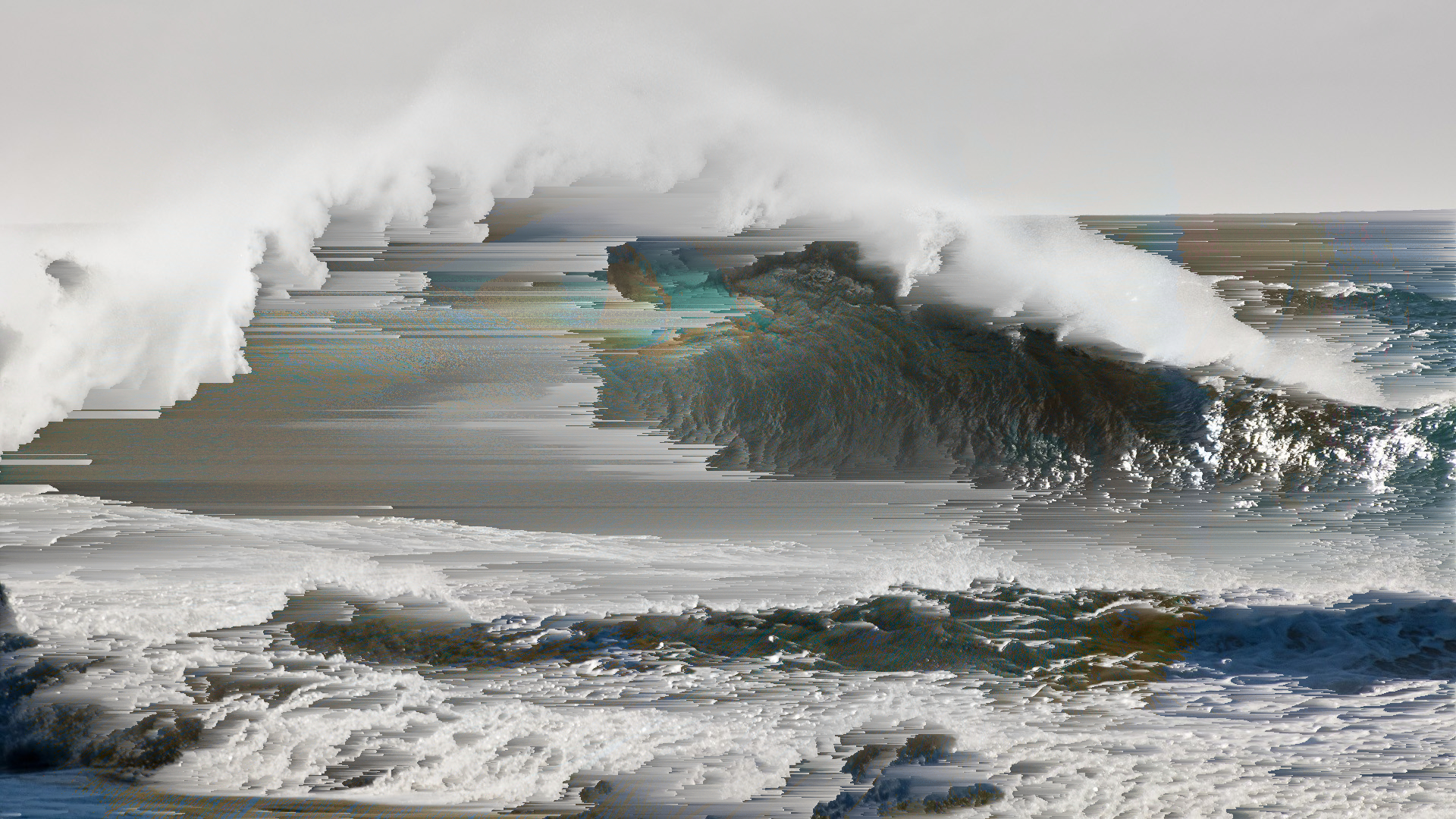 Glitch art waves with pixel sorting effect HD Wallpaper