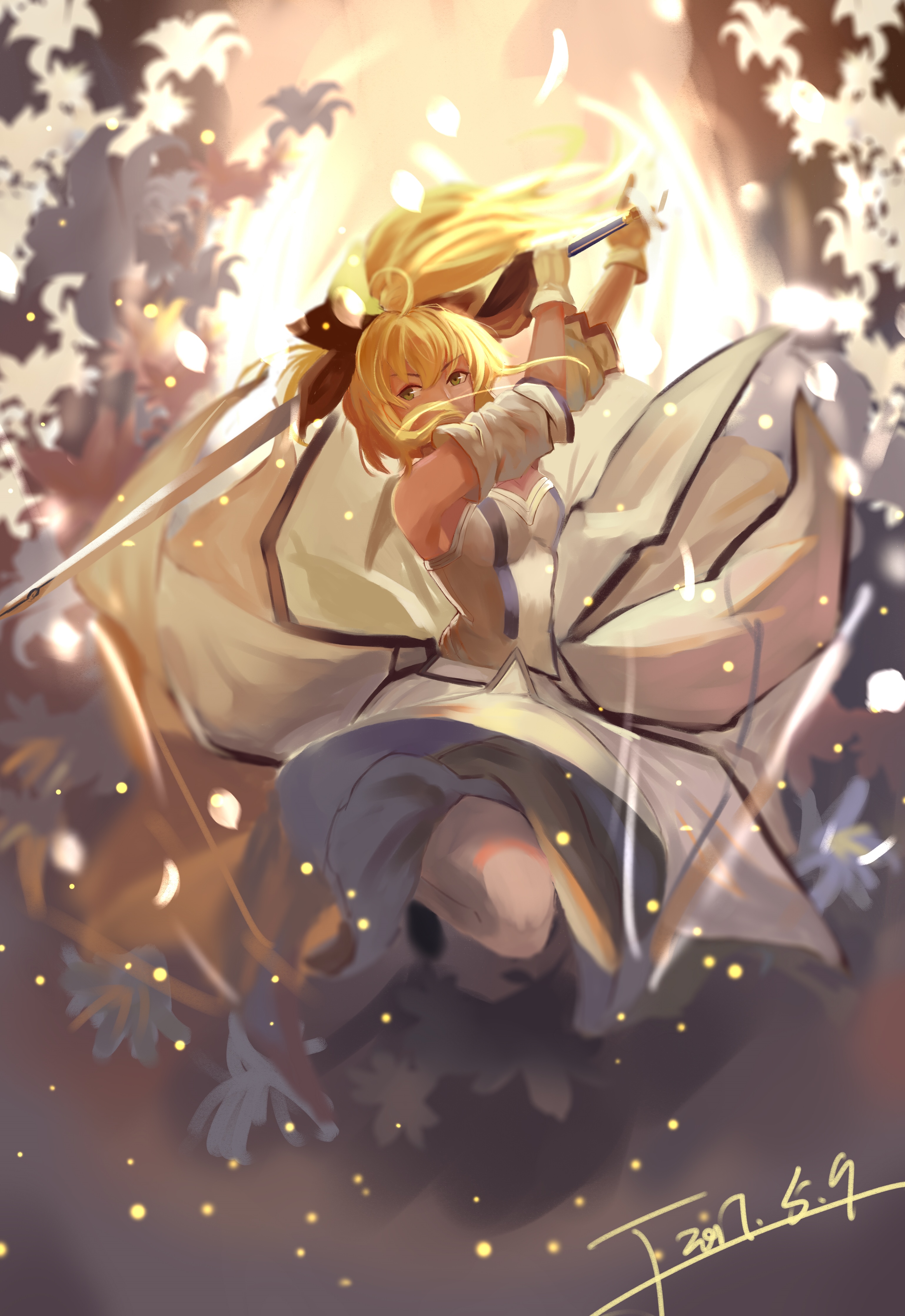 Saber Lily from Fate/Grand Order with a sword HD Phone Wallpaper