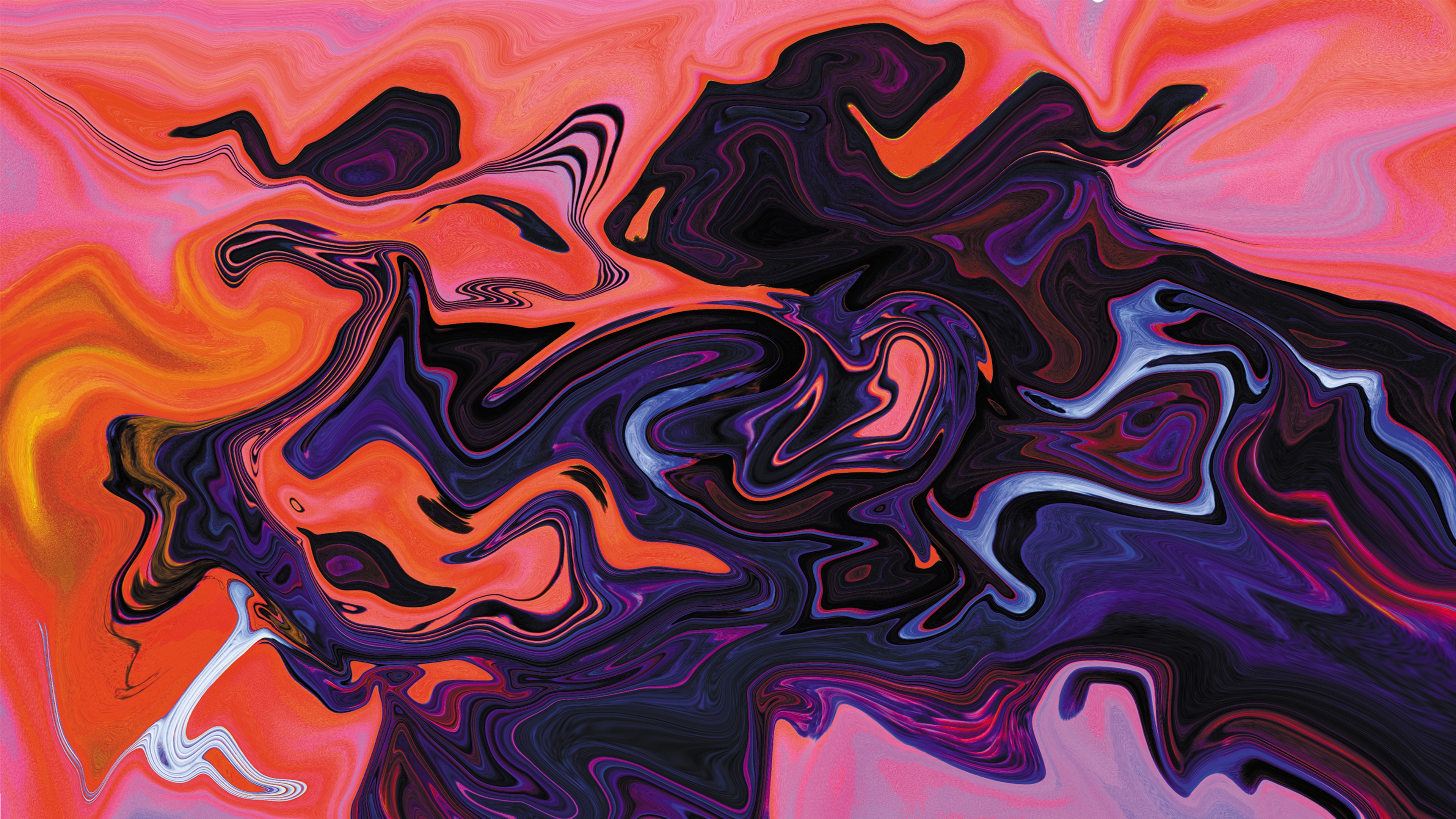 Abstract fluid shapes with pink, orange, and purple colors HD Wallpaper
