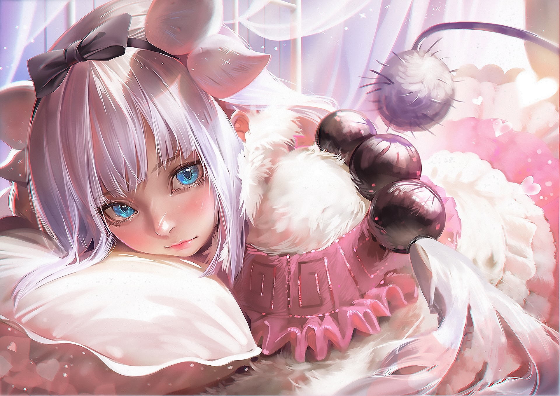 Kanna Kamui with Silver Hair and Blue Eyes HD Wallpaper