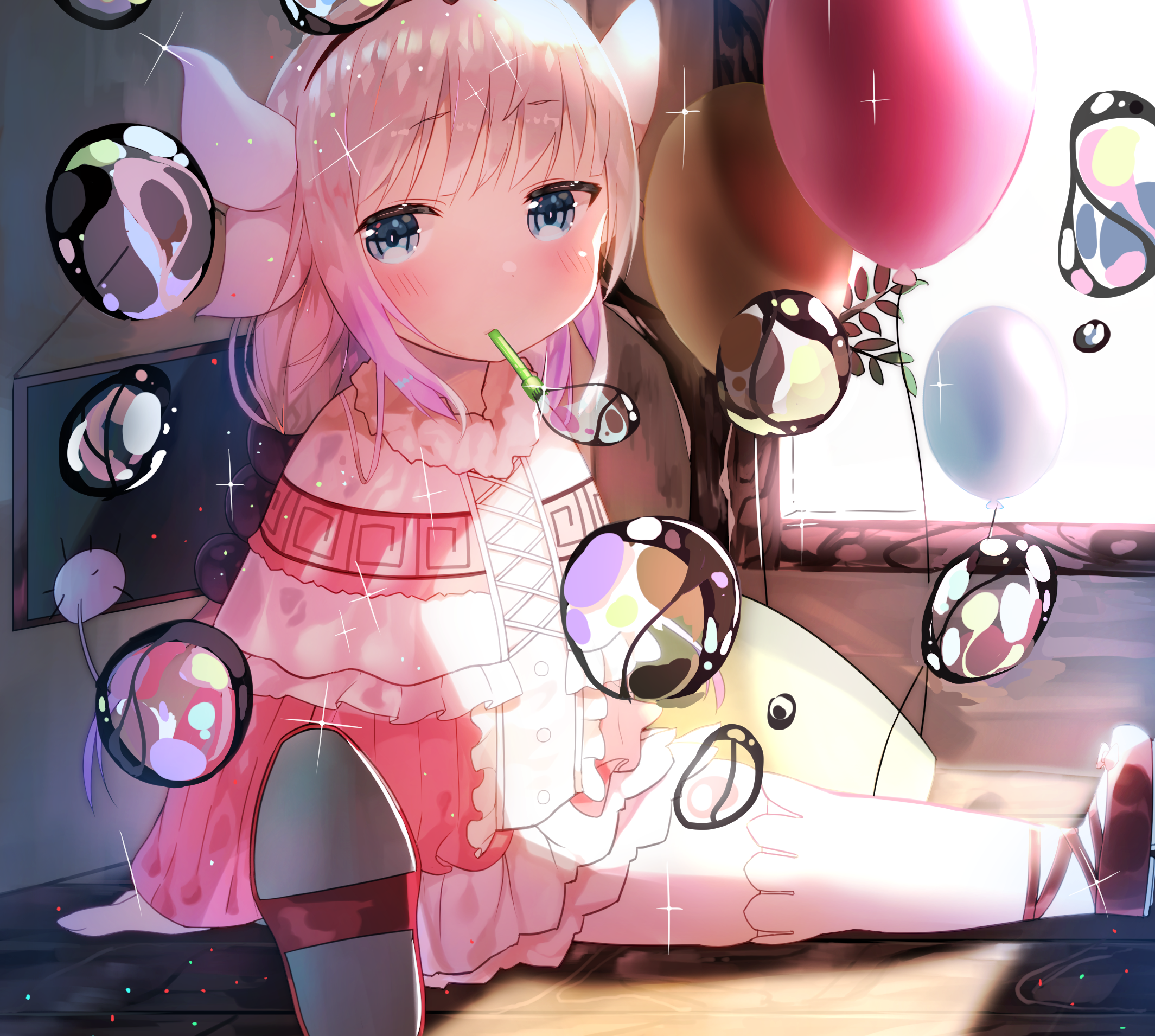 Kanna Kamui with Balloons and Bubbles HD Wallpaper