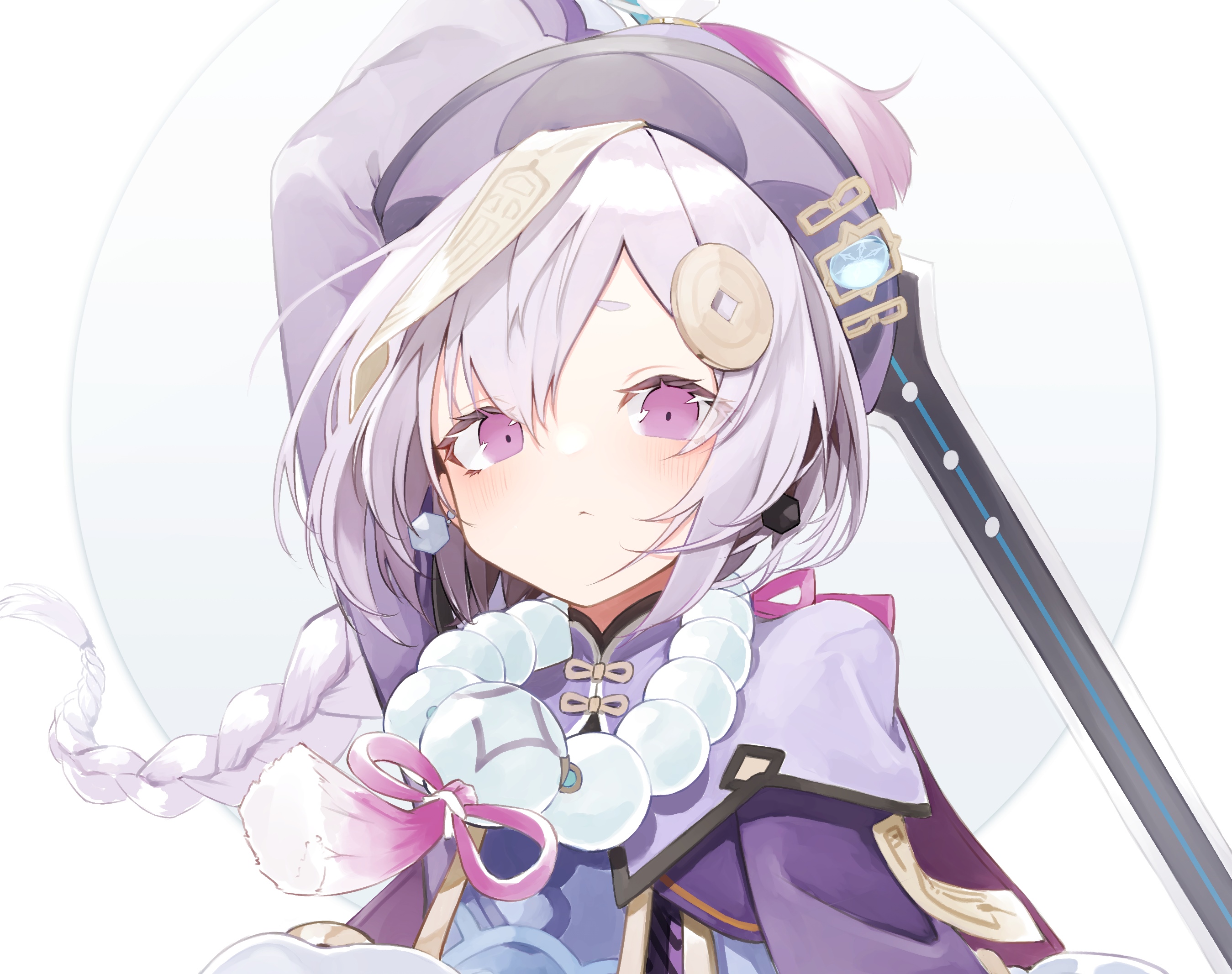 Qiqi from Genshin Impact with a sword HD Wallpaper