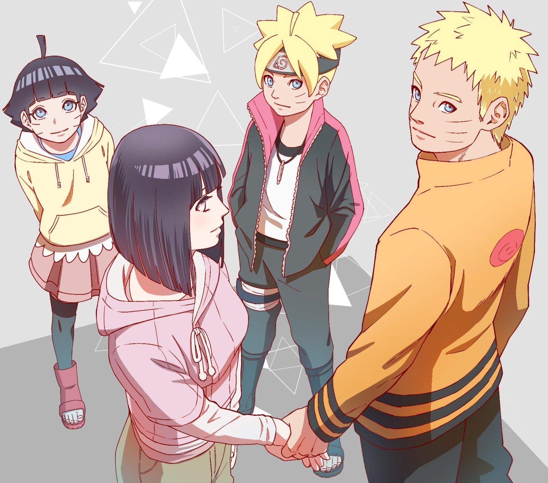 Naruto, Hinata, Boruto, and Himawari family portrait HD Wallpaper