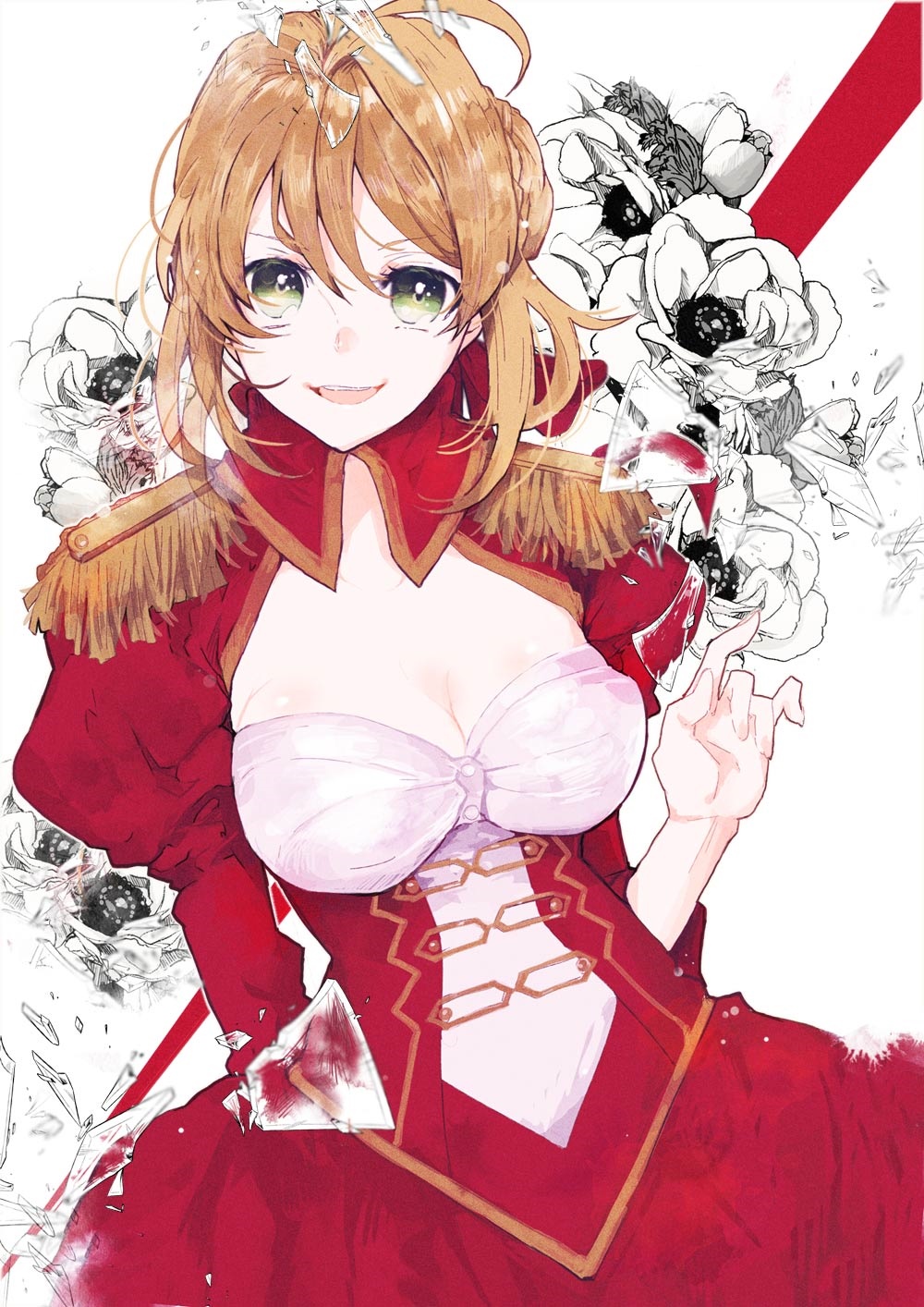 Nero Claudius from Fate series with flowers HD Phone Wallpaper