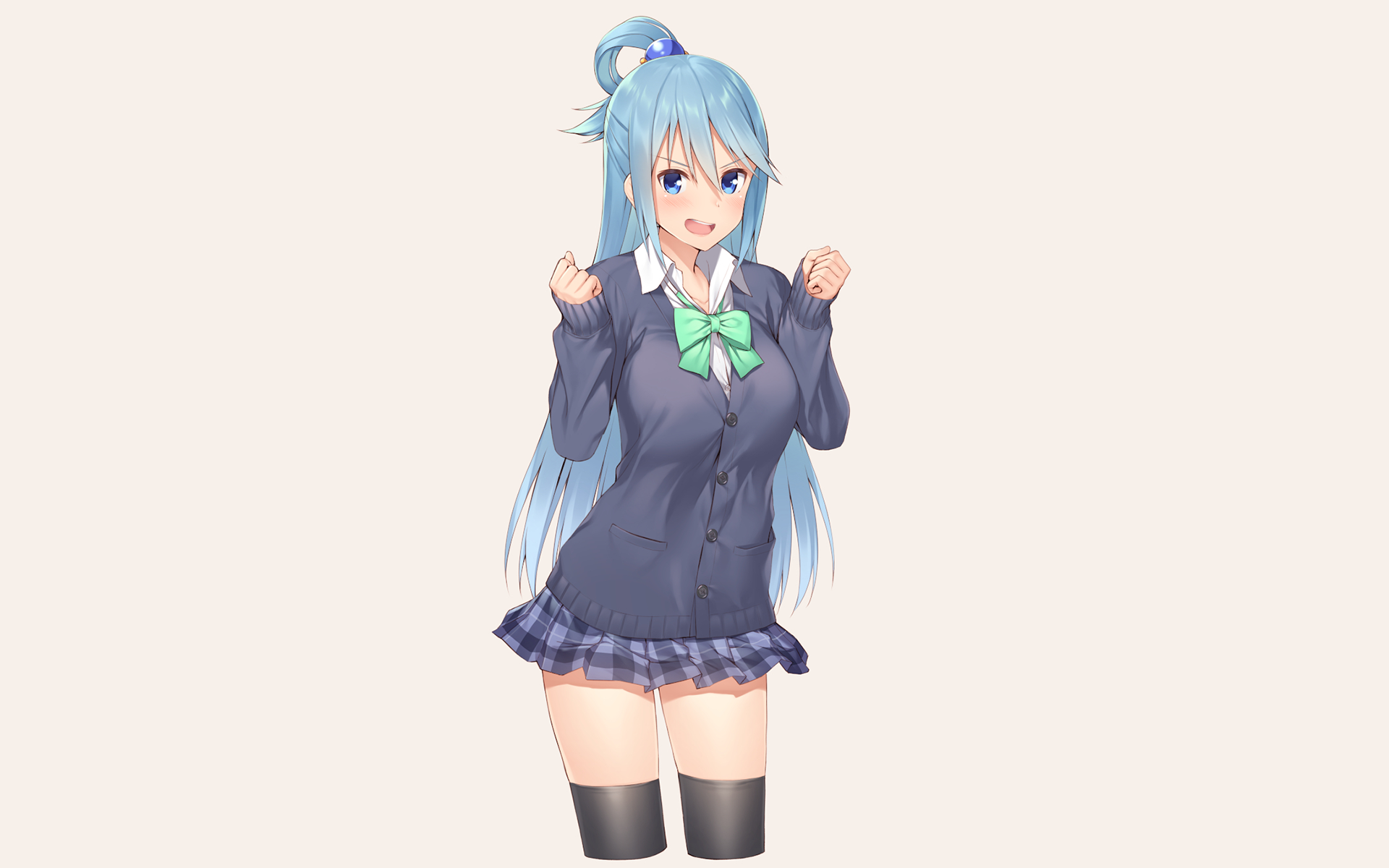 Aqua from Kono Subarashii Sekai ni Shukufuku wo! in school uniform HD Wallpaper