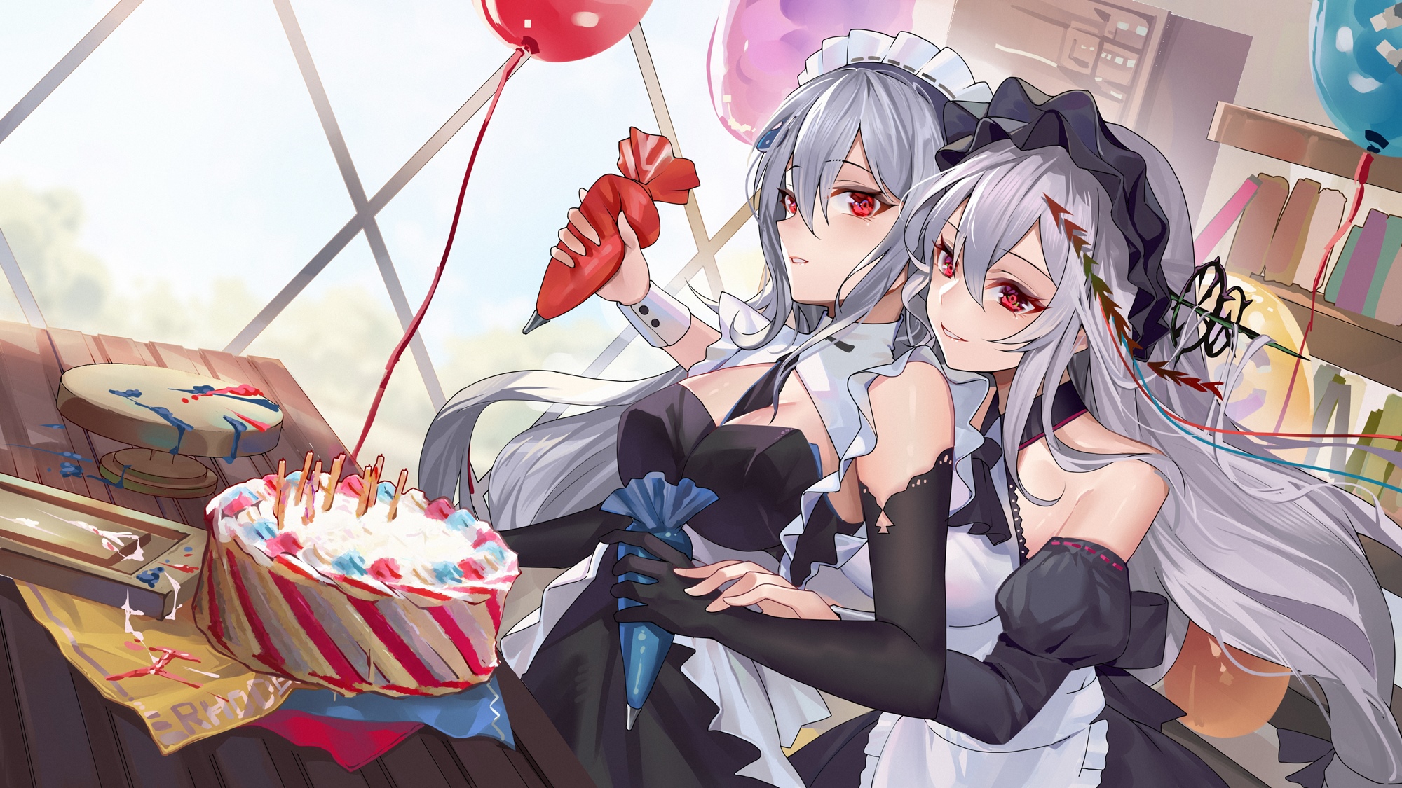 Skadi and Surtr from Arknights preparing a cake HD Wallpaper