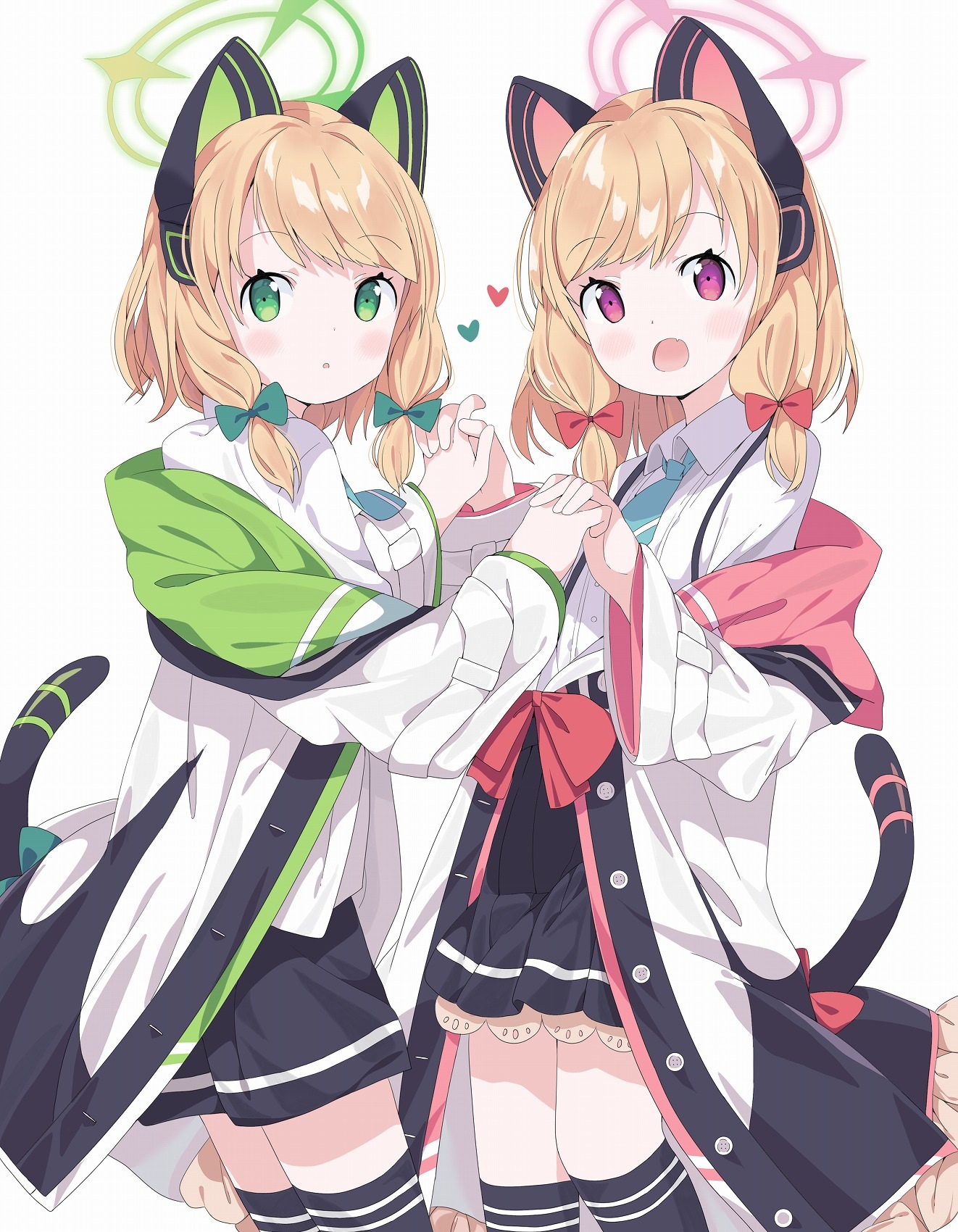 Saiba Momoi and Saiba Midori holding hands HD Phone Wallpaper