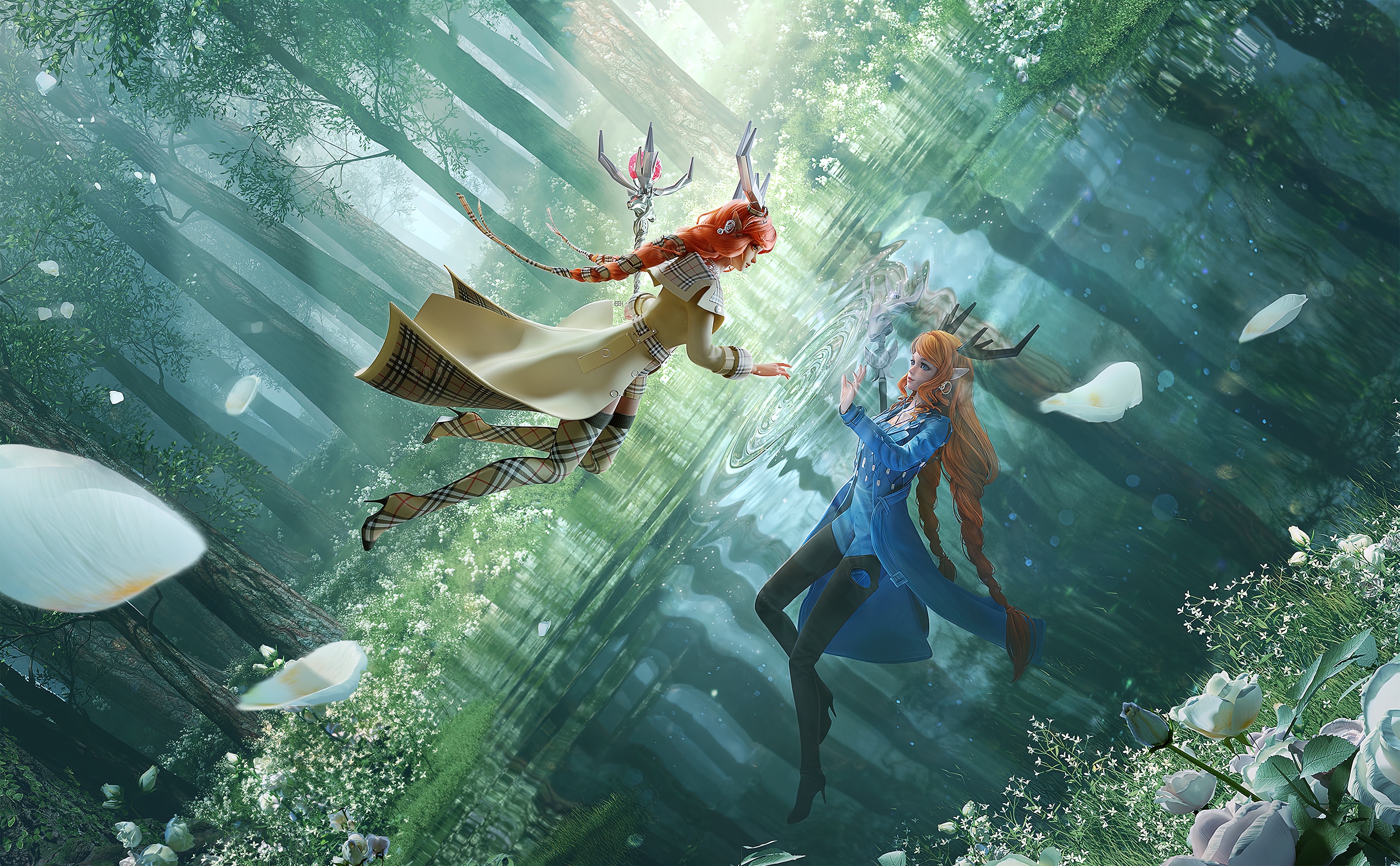 Honor of Kings: Two female characters in a forest HD Wallpaper