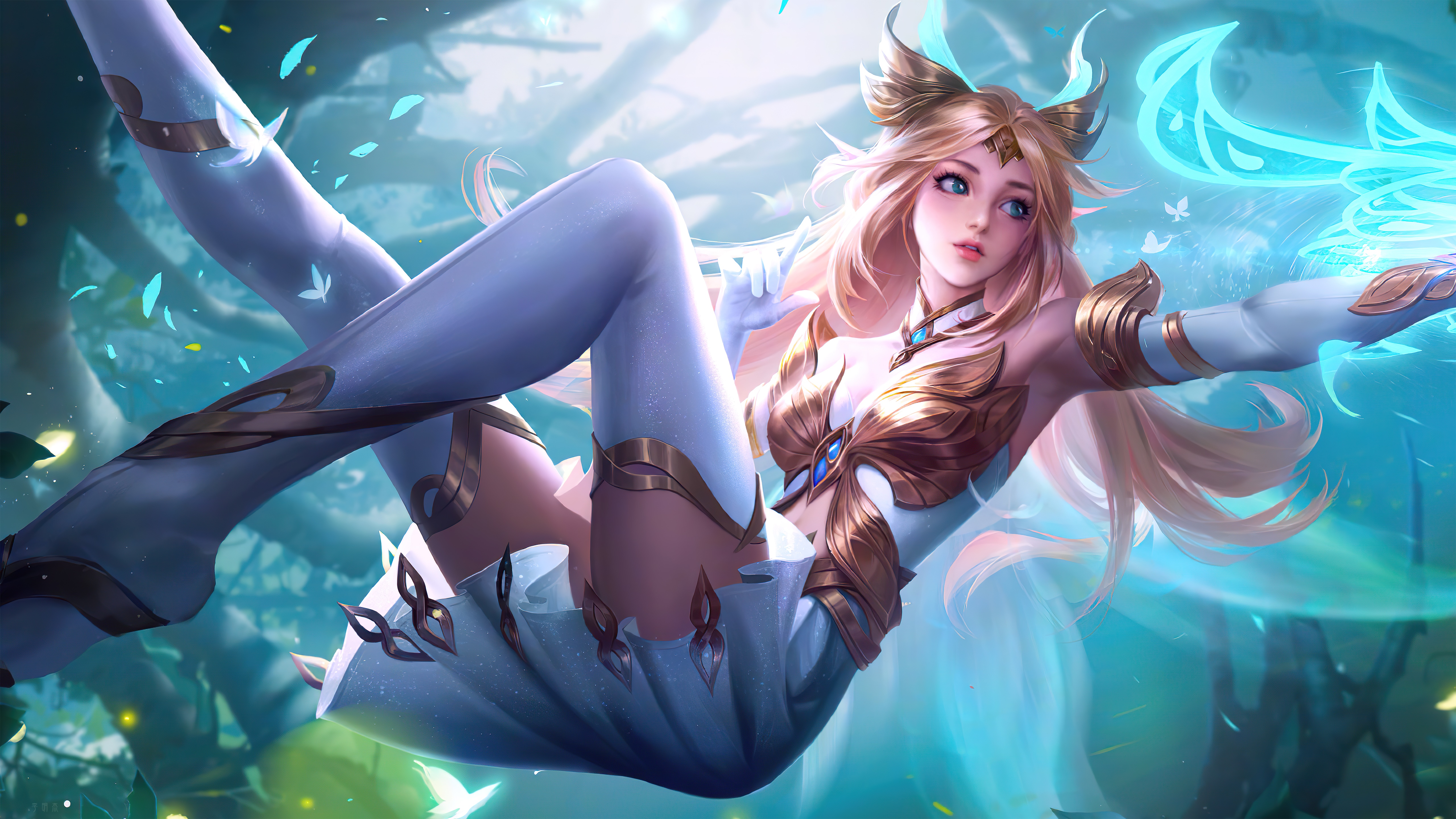 4K Artwork of a Blonde Woman with Blue Eyes HD Wallpaper