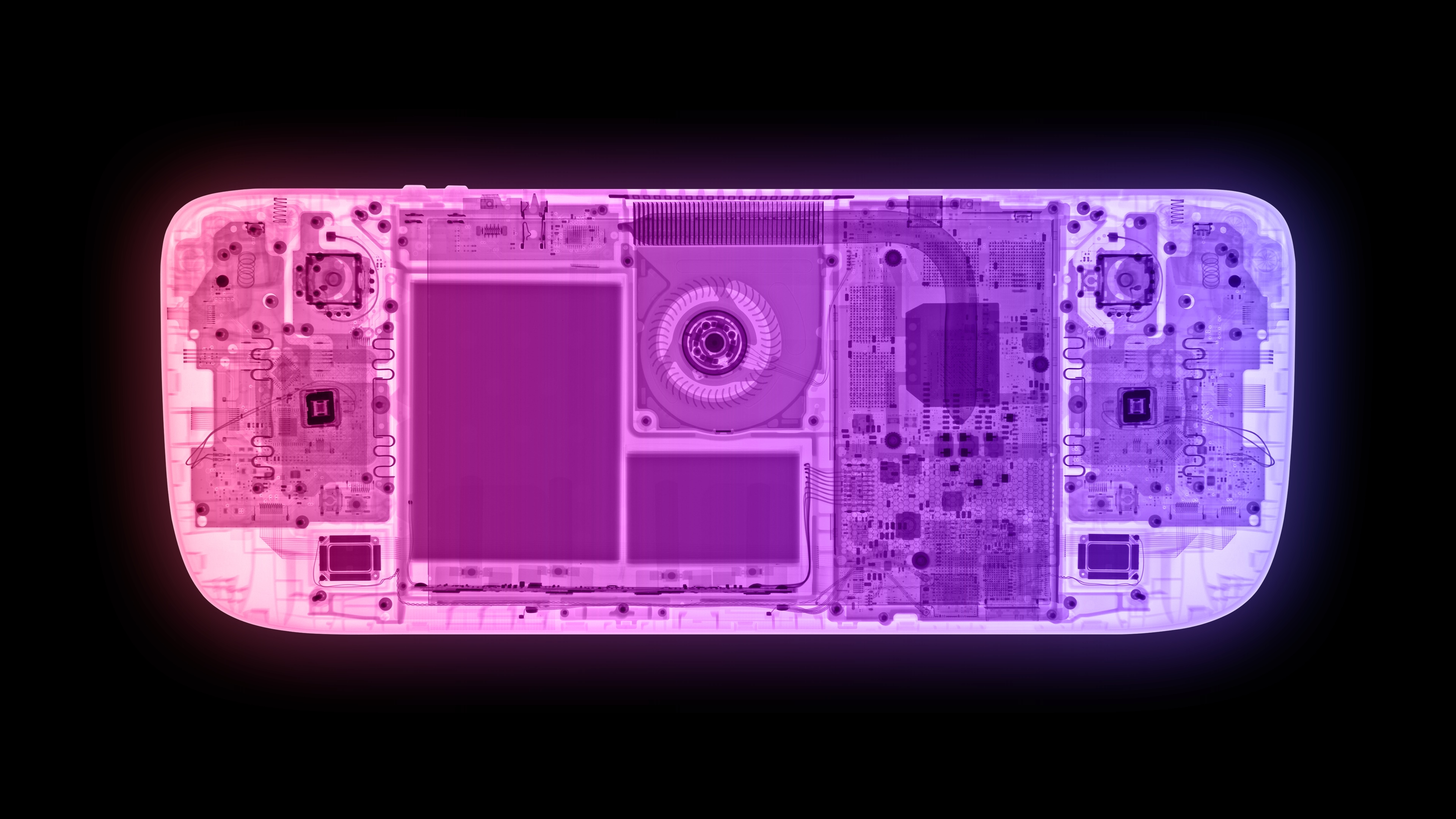 X-ray view of the Valve Steam Deck handheld gaming console HD Wallpaper