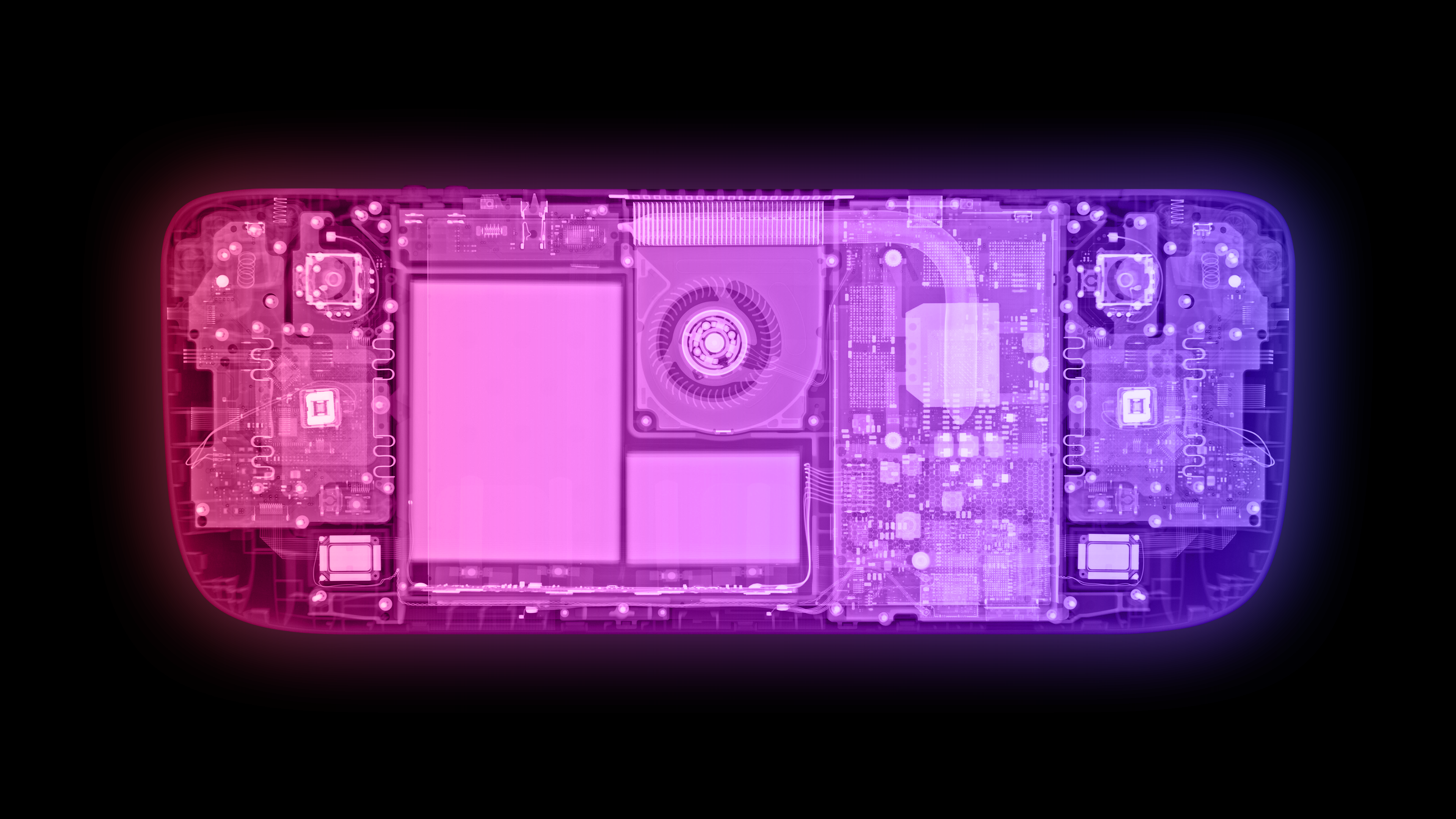 X-ray view of the Valve Steam Deck handheld gaming console HD Wallpaper