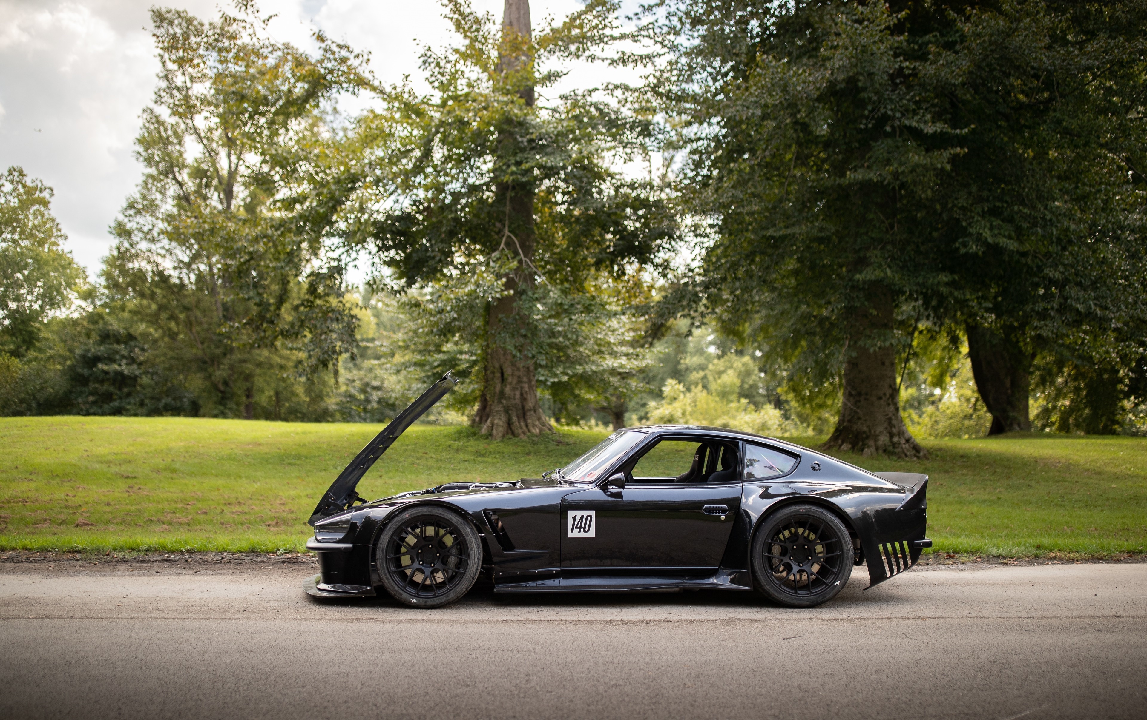 Black Nissan Fairlady Z with hood open HD Wallpaper