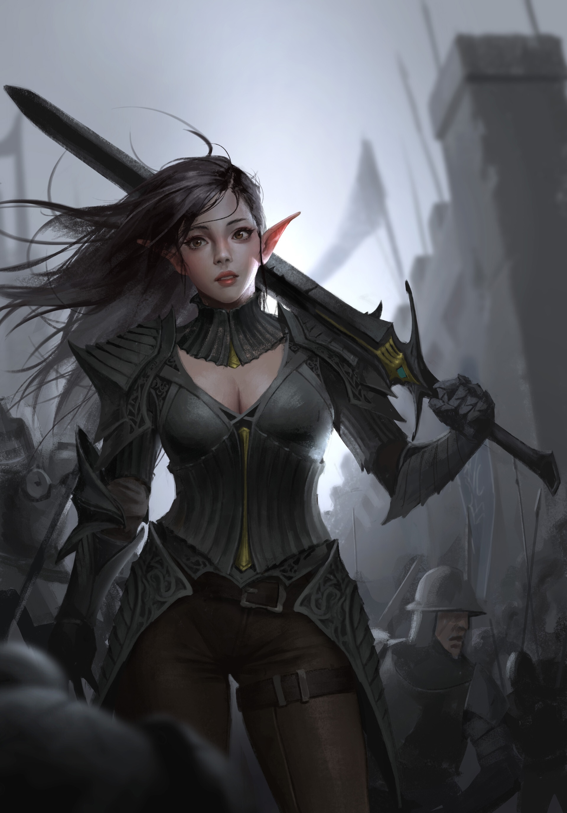 Fantasy Elf Warrior with Sword and Armor HD Phone Wallpaper
