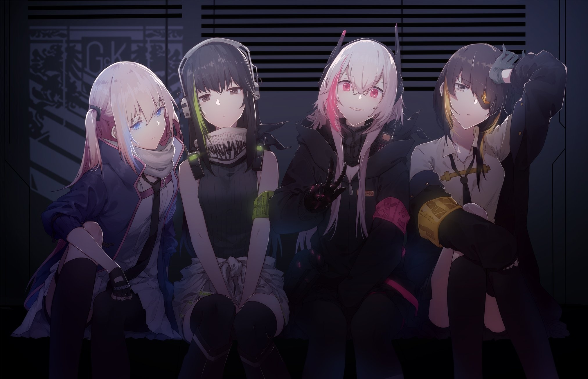 Girls Frontline characters M4A1, M4 SOPMOD II, M16A1, and ST AR-15 HD Wallpaper