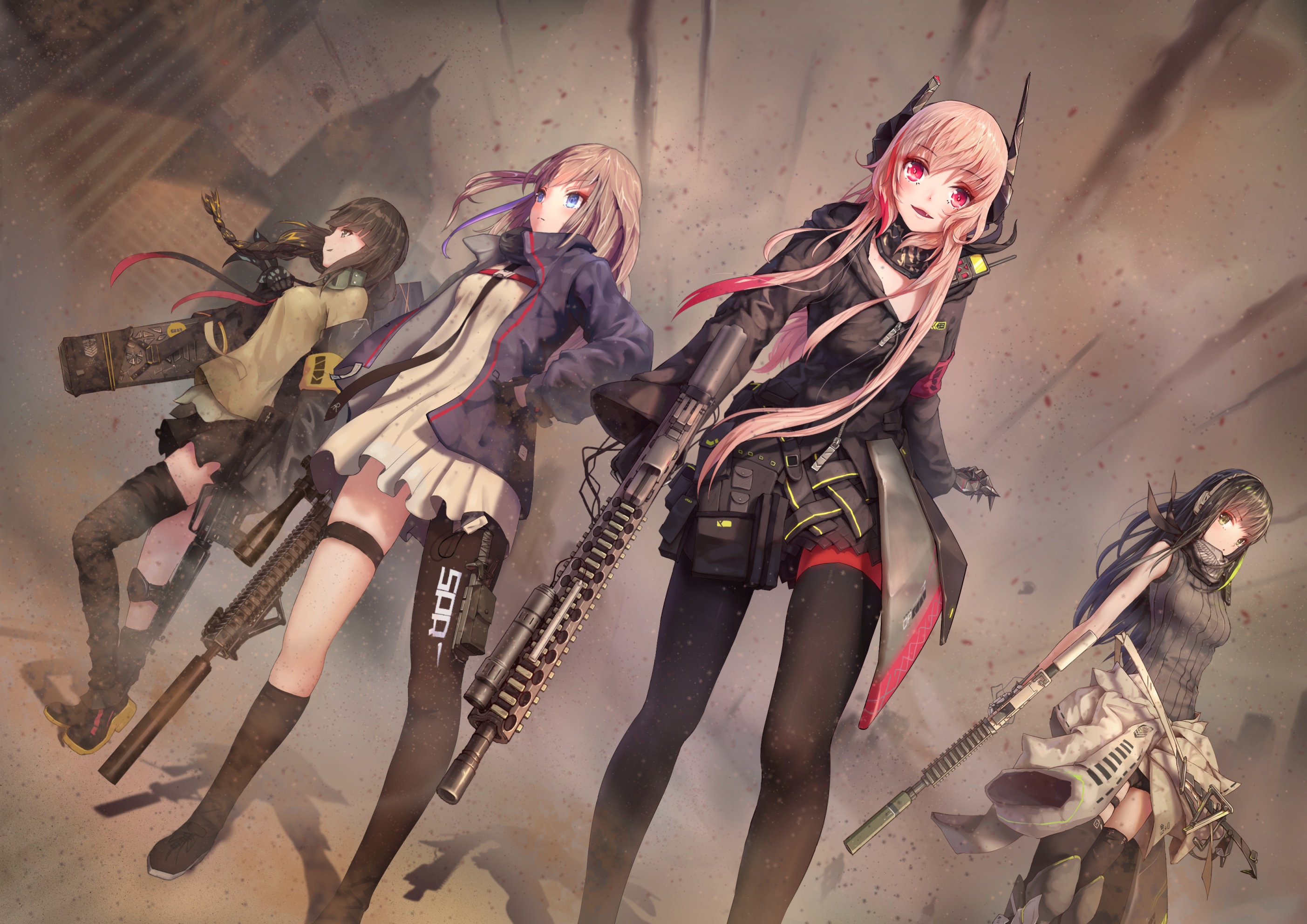 Girls Frontline characters with firearms HD Wallpaper