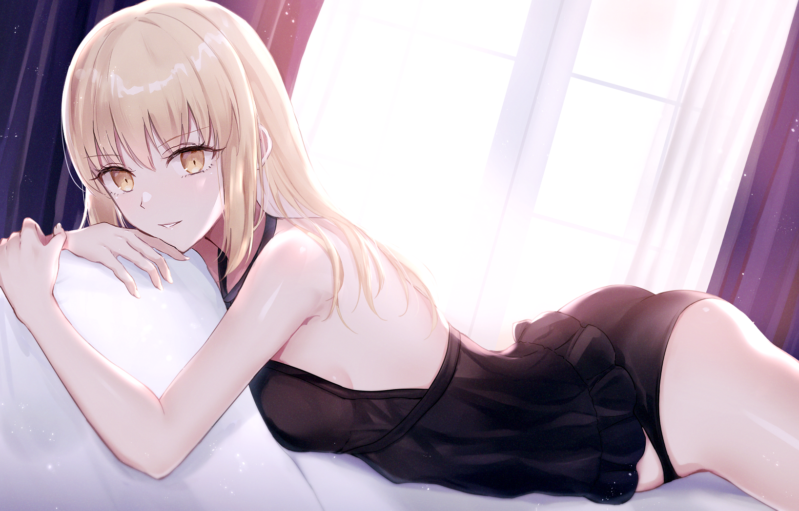 Saber Alter in a black dress HD Wallpaper