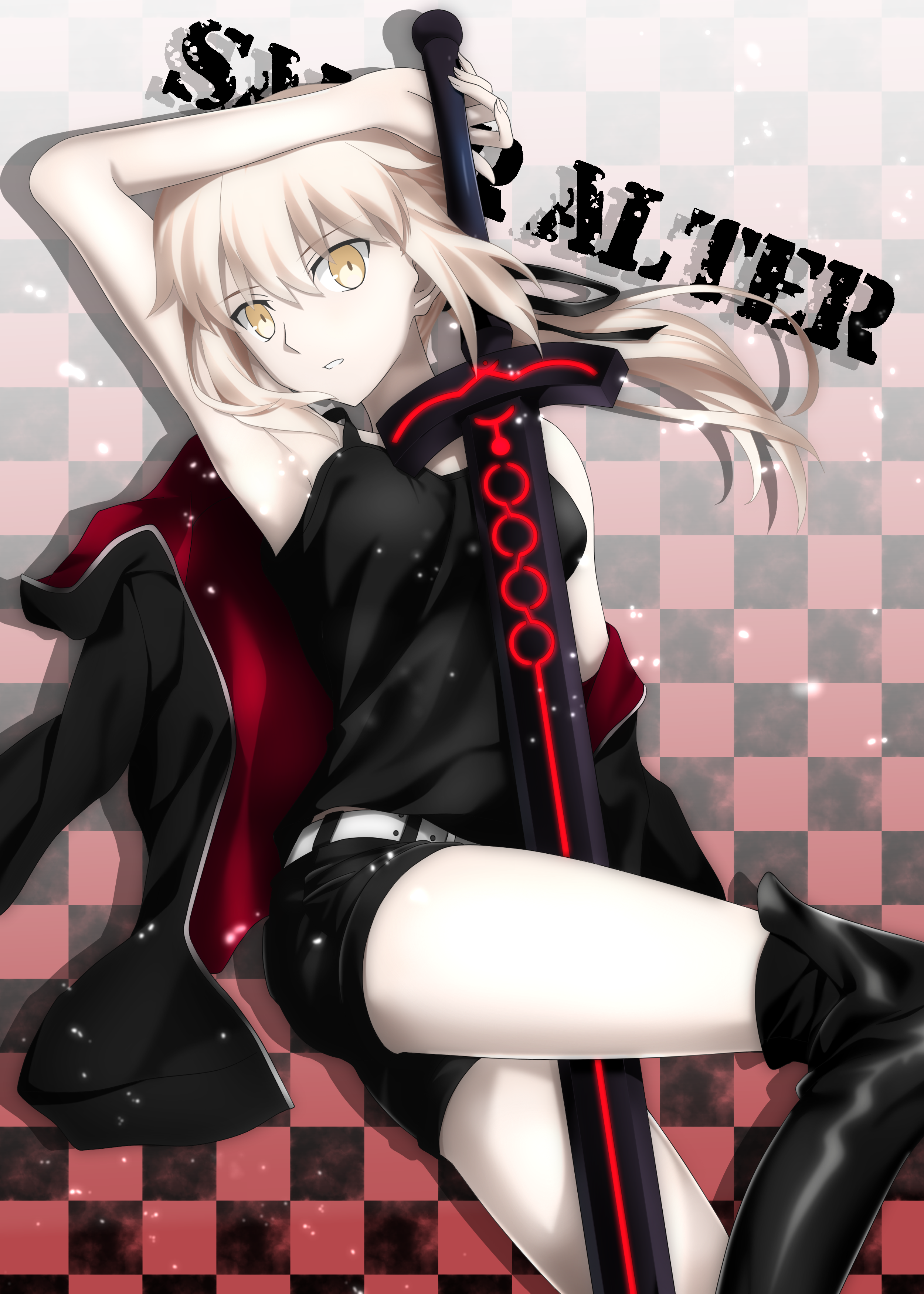 Saber Alter from Fate/Grand Order with a sword HD Phone Wallpaper