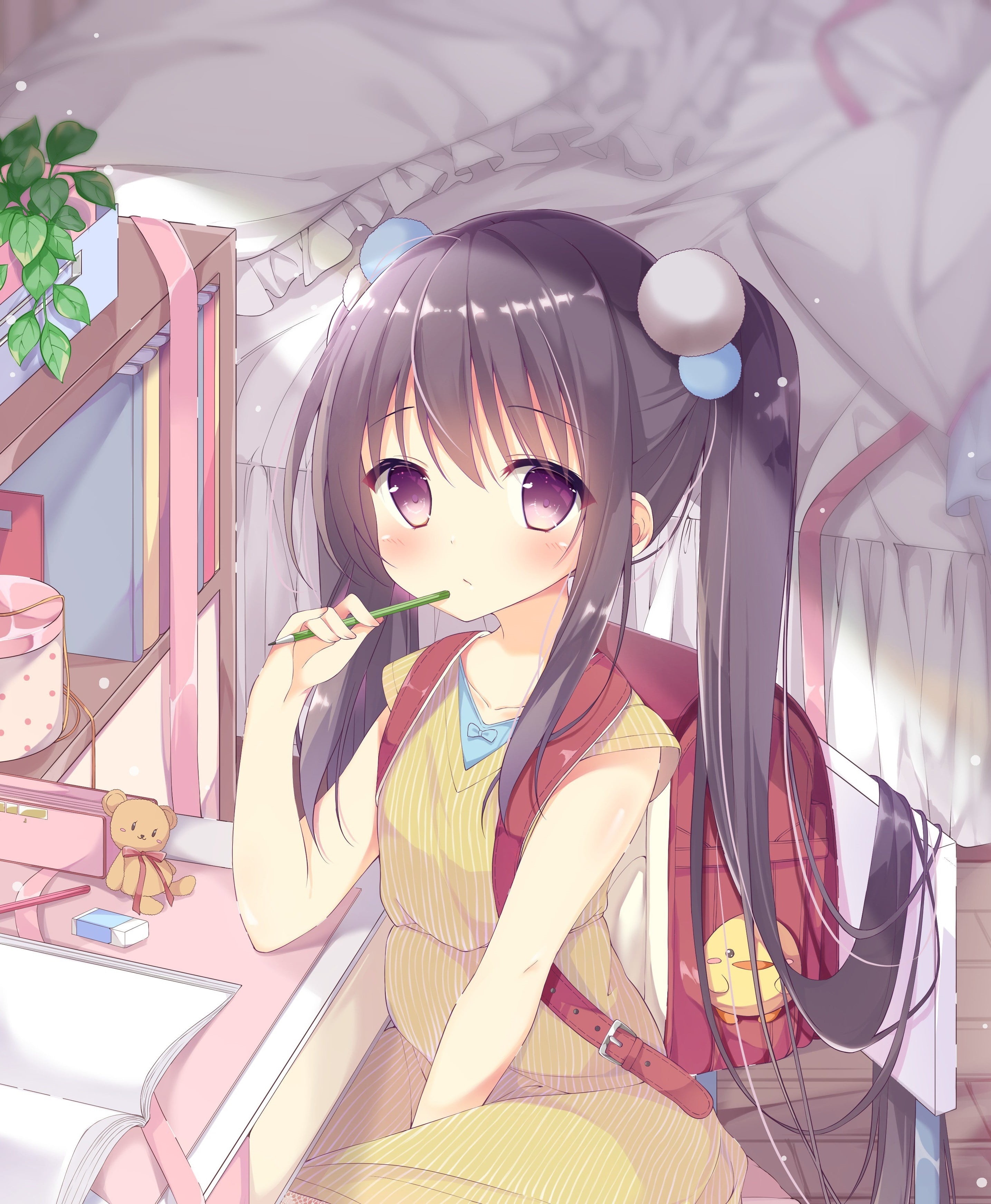 Shirosei Mochi with twintails HD Phone Wallpaper