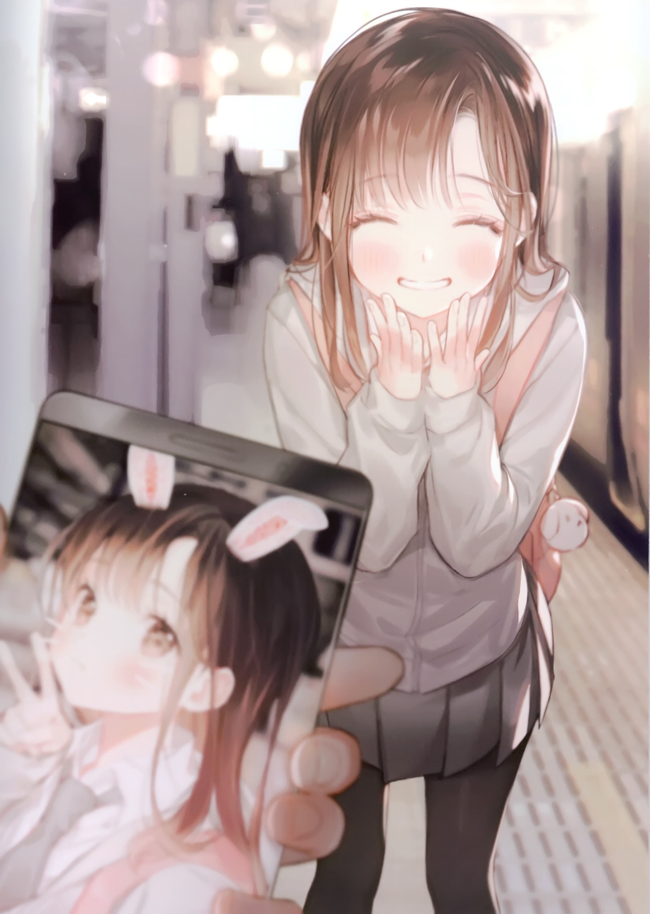 POV of a smiling girl holding a smartphone HD Phone Wallpaper