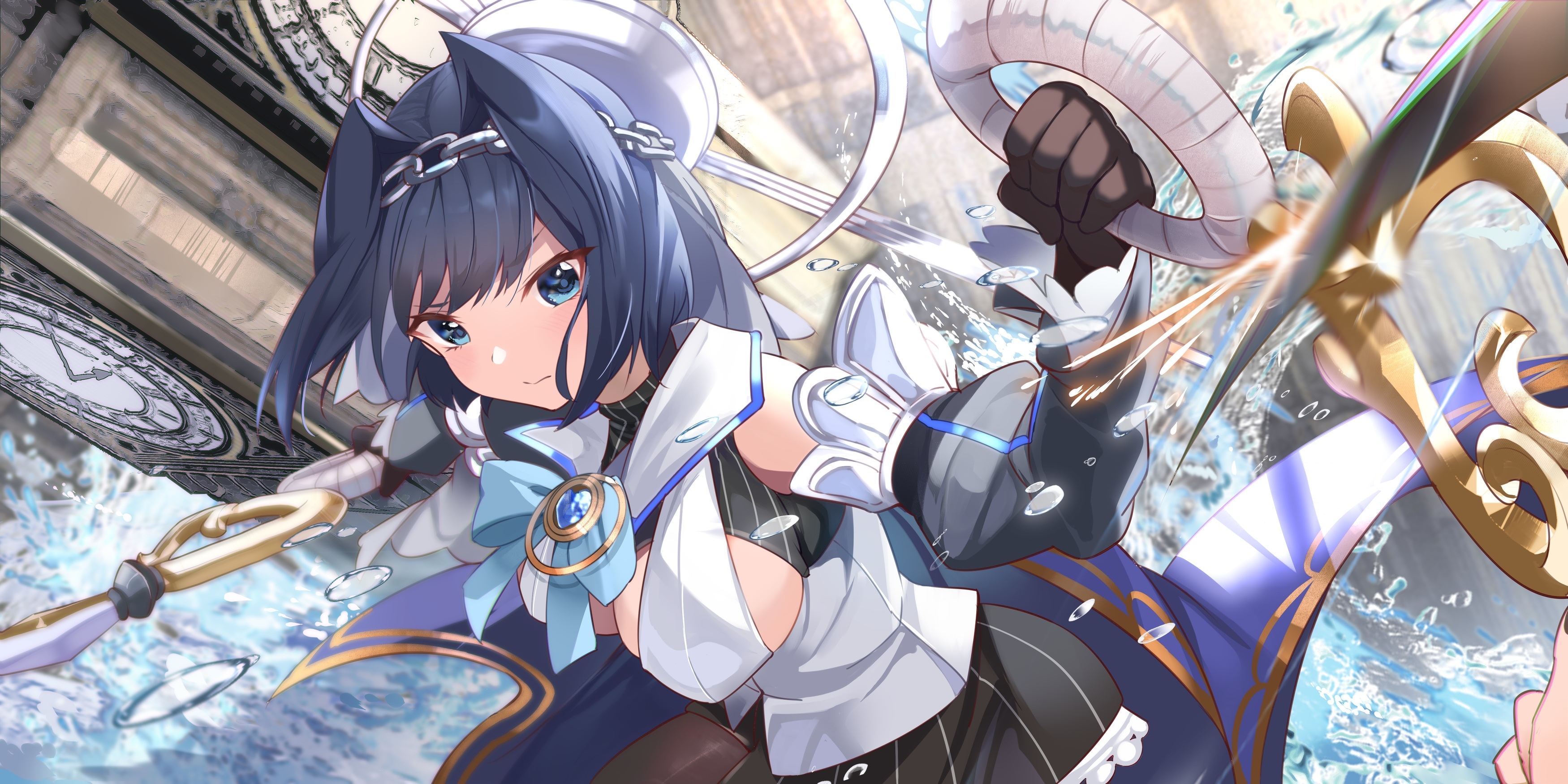 Ouro Kronii from Hololive with Clockwork and Water Elements HD Wallpaper
