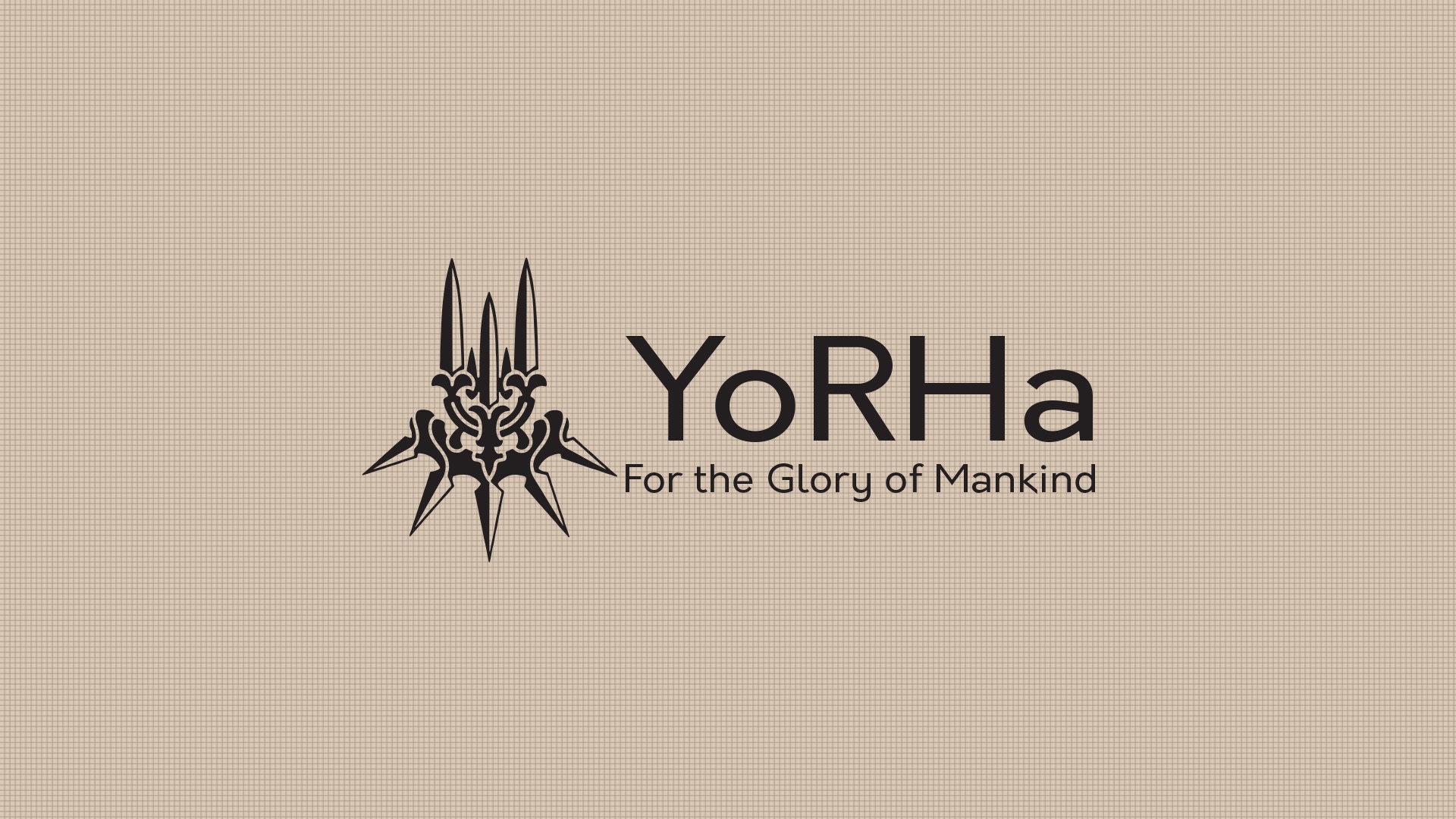 YoRHa logo with slogan "For the Glory of Mankind" HD Wallpaper