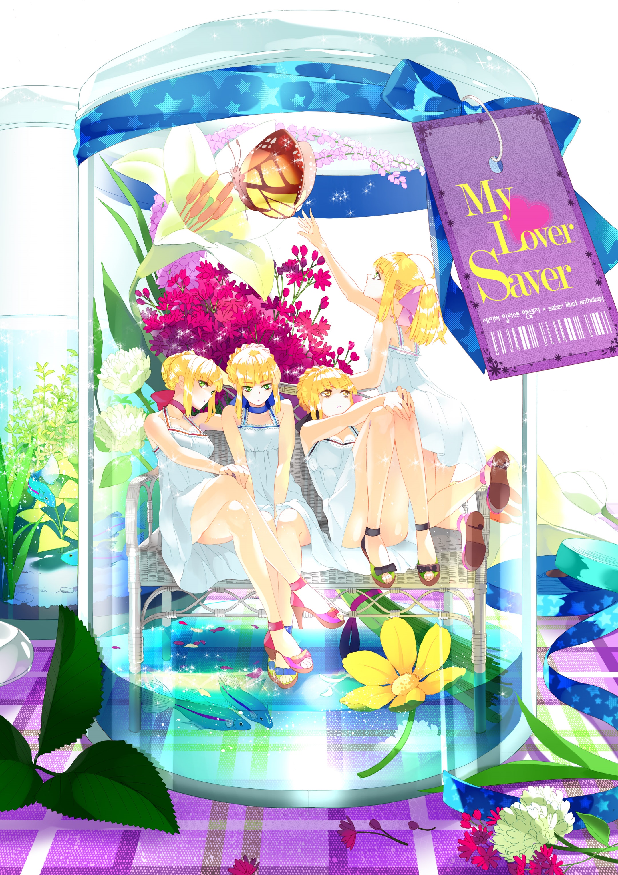 Fate Series Saber Lily and Saber Alter in a Terrarium HD Phone Wallpaper