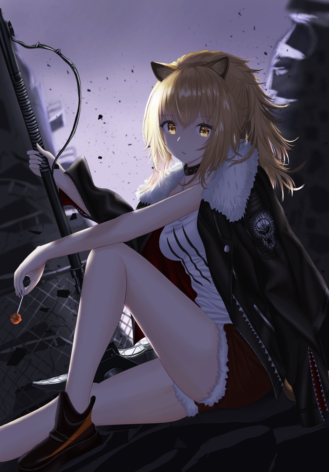 Siege from Arknights with blonde hair and animal ears HD Phone Wallpaper