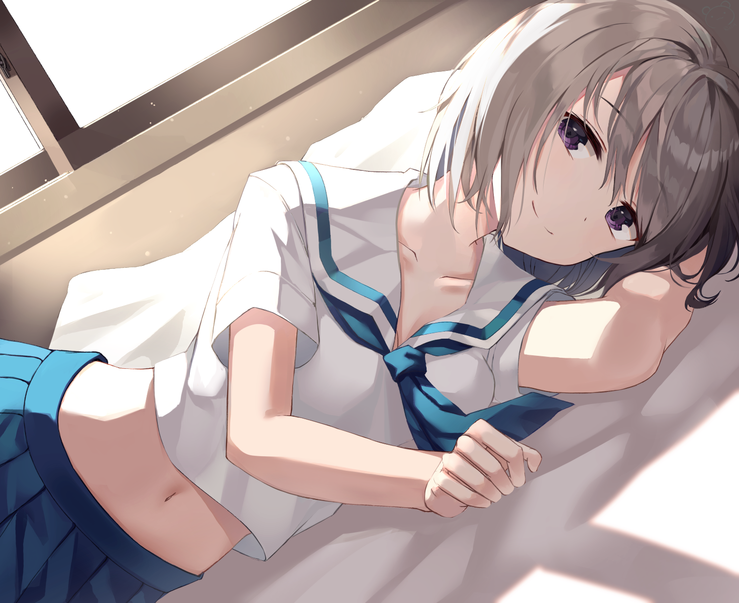 Ruda in a school uniform lying down HD Wallpaper