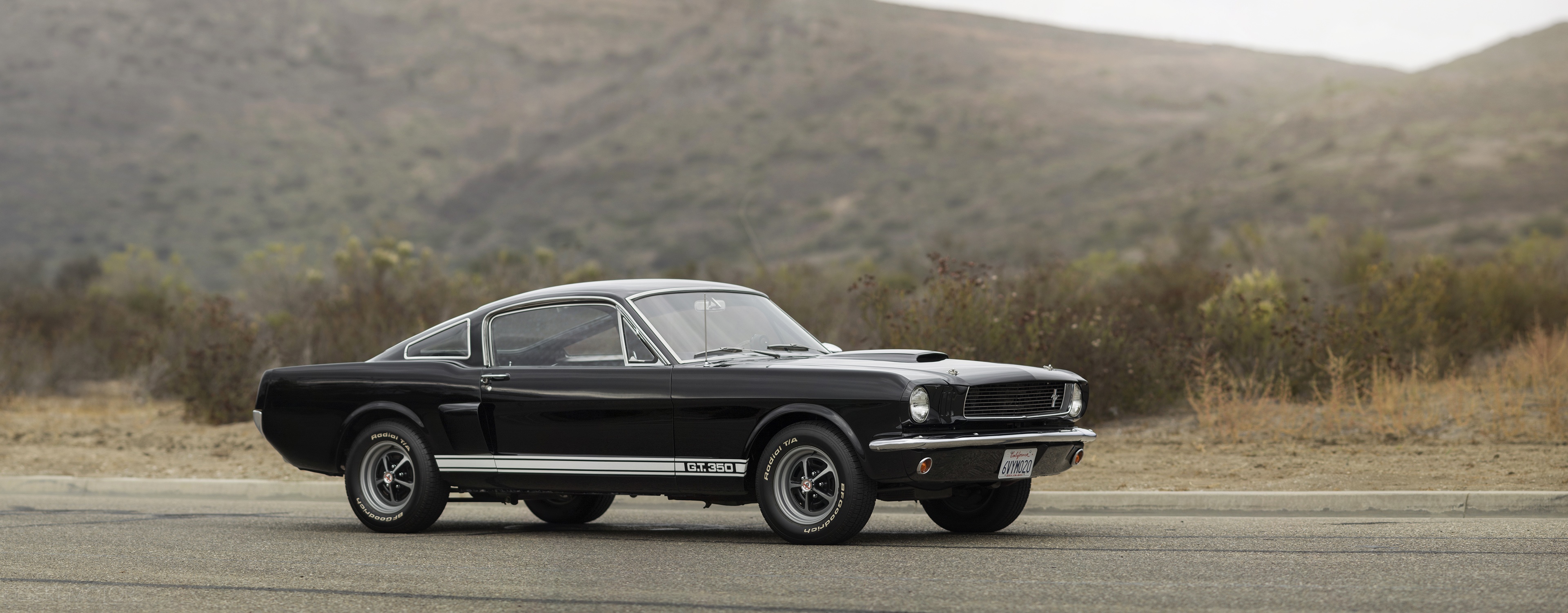 Black Ford Mustang Shelby GT 350 parked on asphalt HD Wallpaper