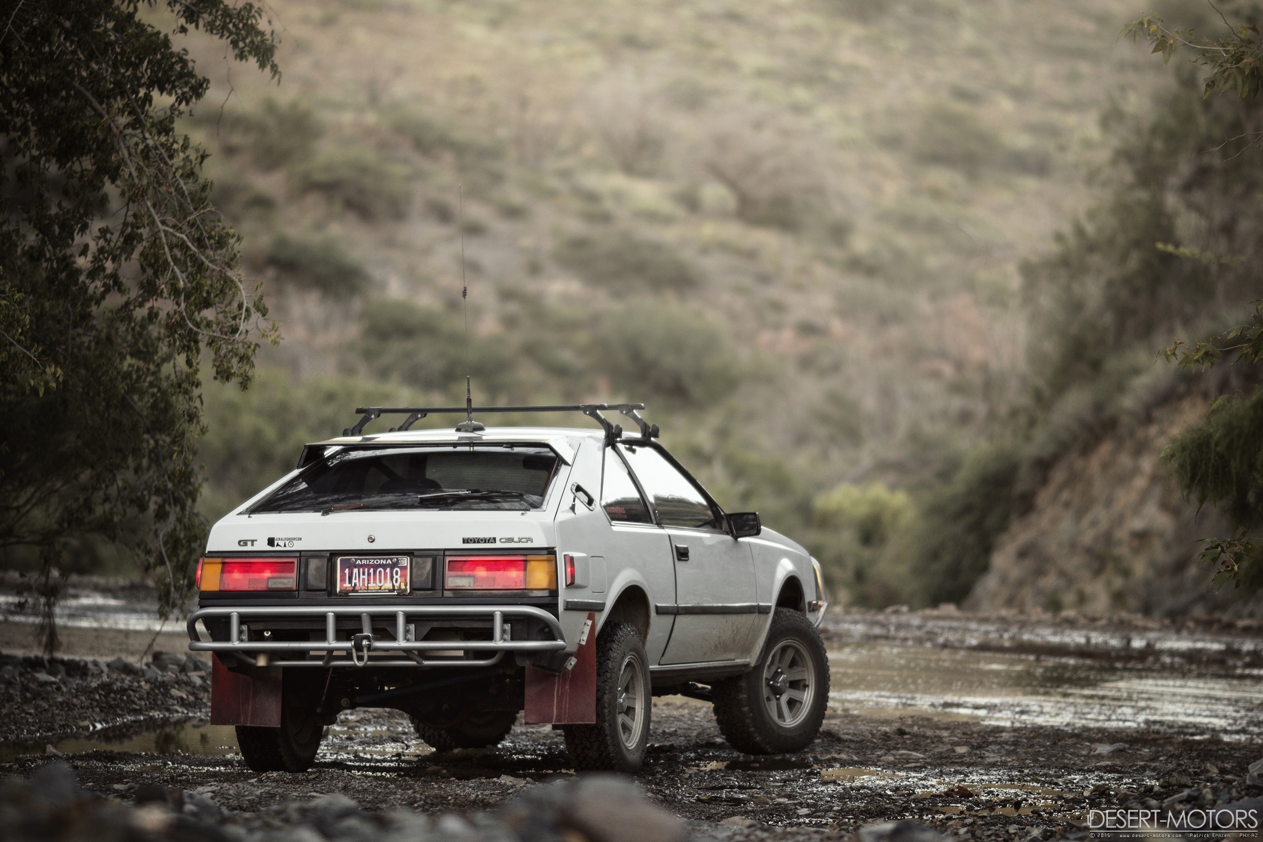 Modified Toyota Celica GT-S off-road in a dry riverbed HD Wallpaper