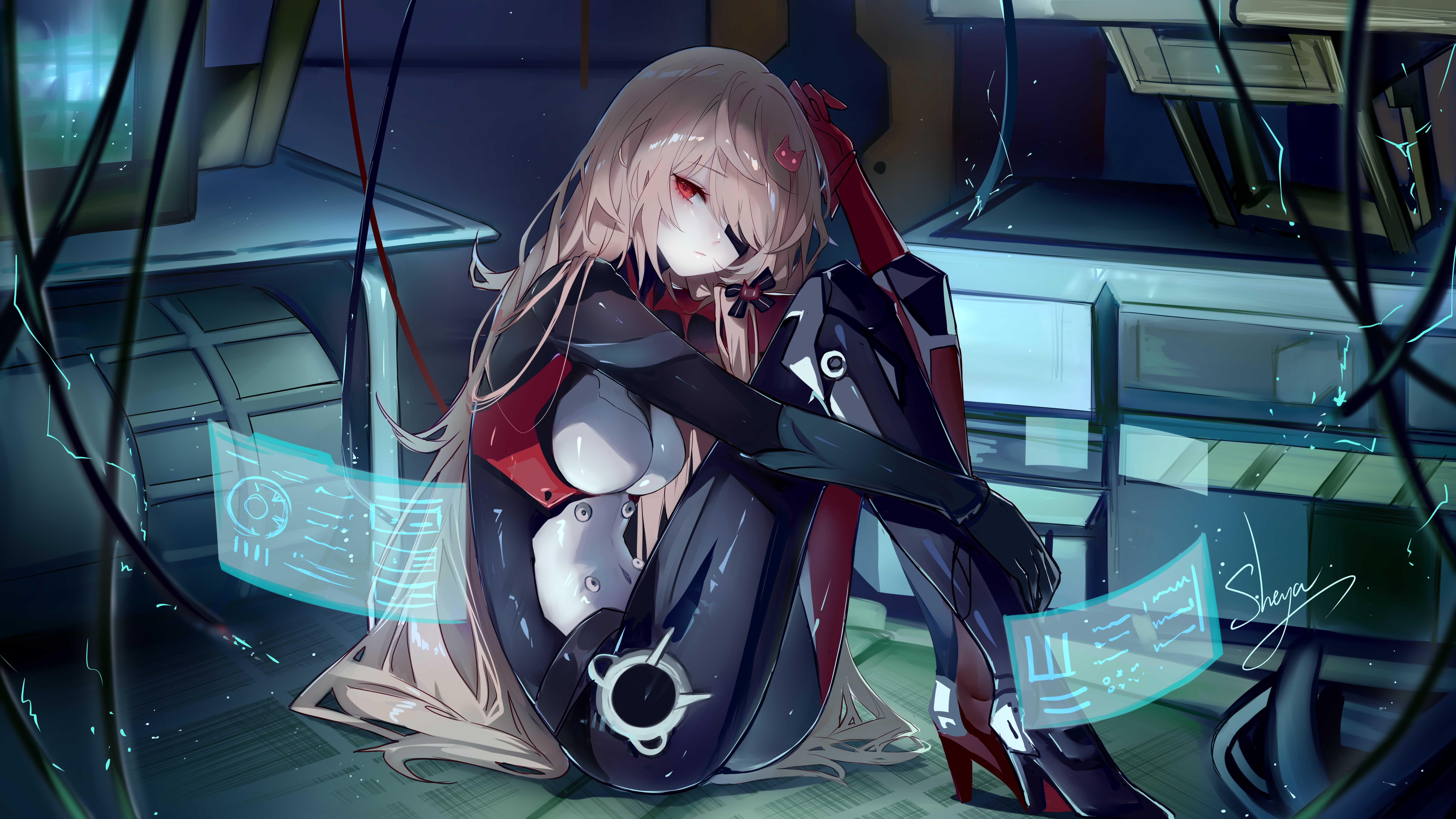 Nemesis from Tower of Fantasy with red eyes and eyepatch HD Wallpaper