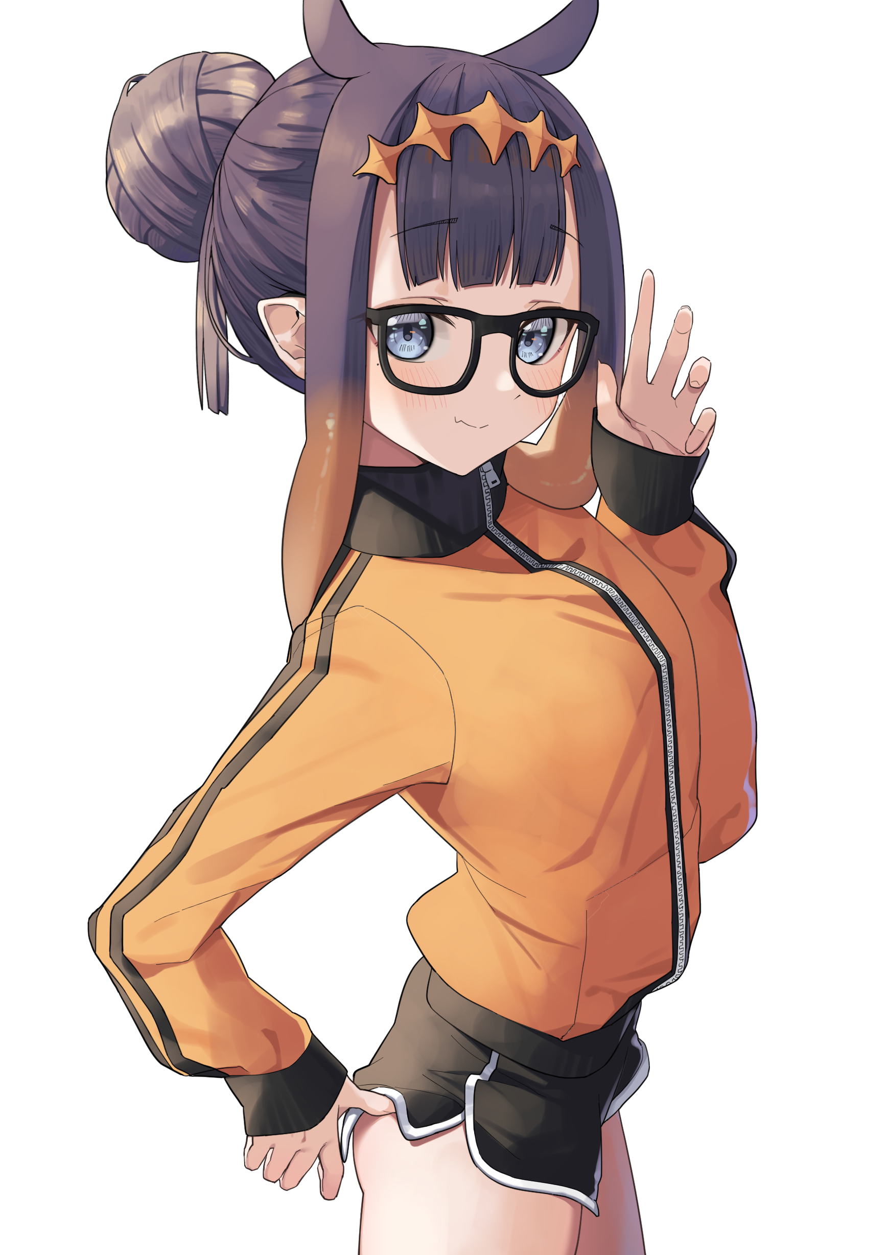 Ninomae Inanis wearing glasses and sportswear HD Phone Wallpaper