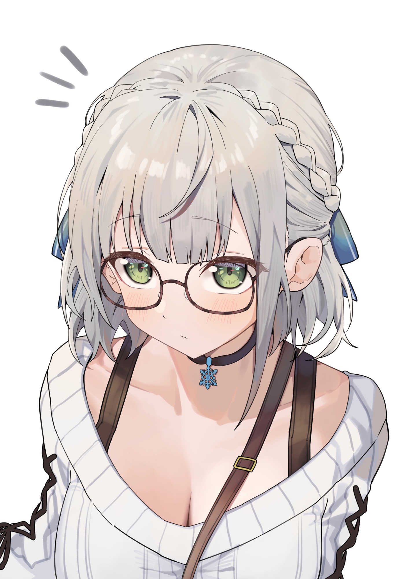 Shirogane Noel wearing glasses and a sweater HD Phone Wallpaper