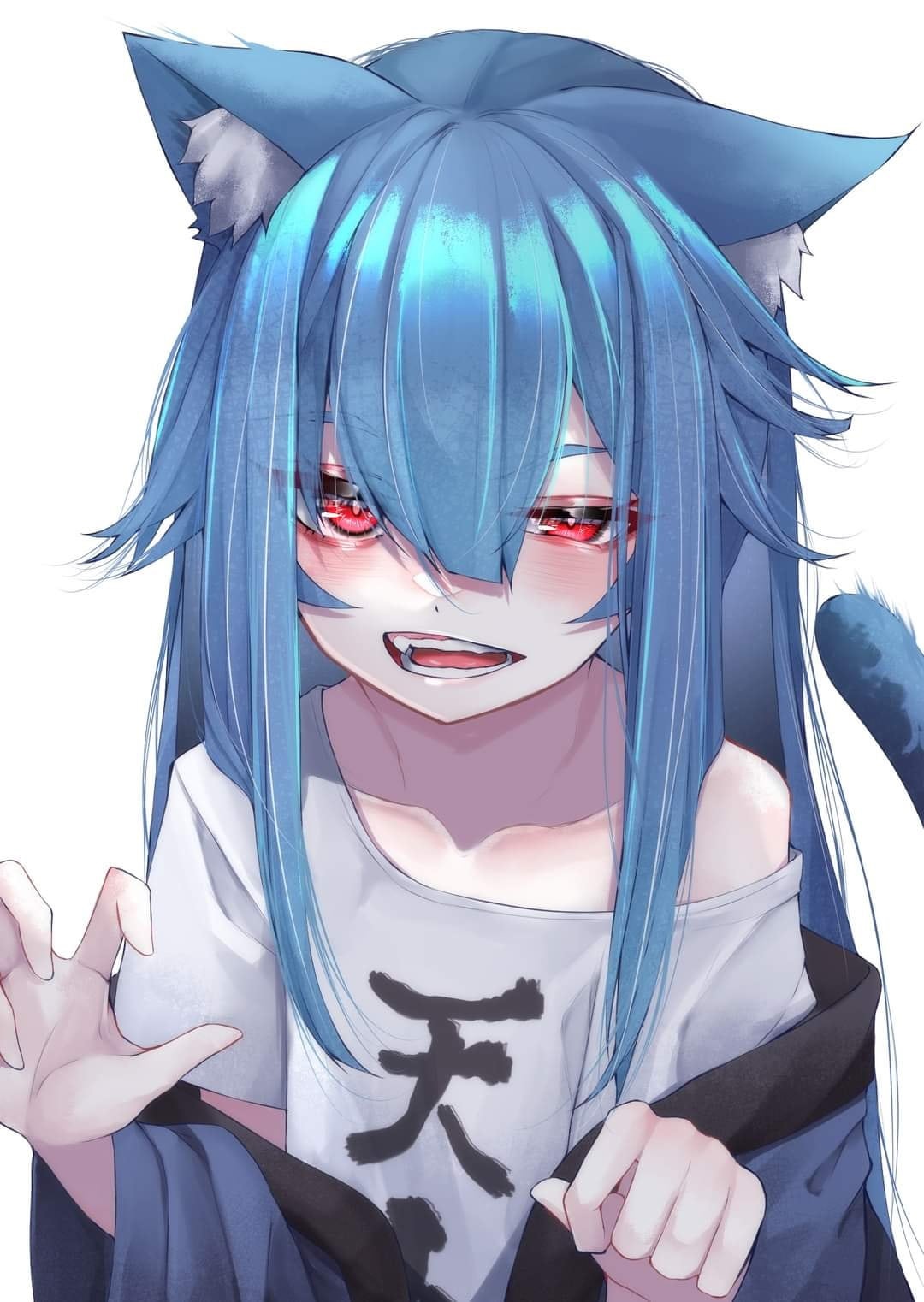 Hinanawi Tenshi from Touhou with blue hair and red eyes HD Phone Wallpaper