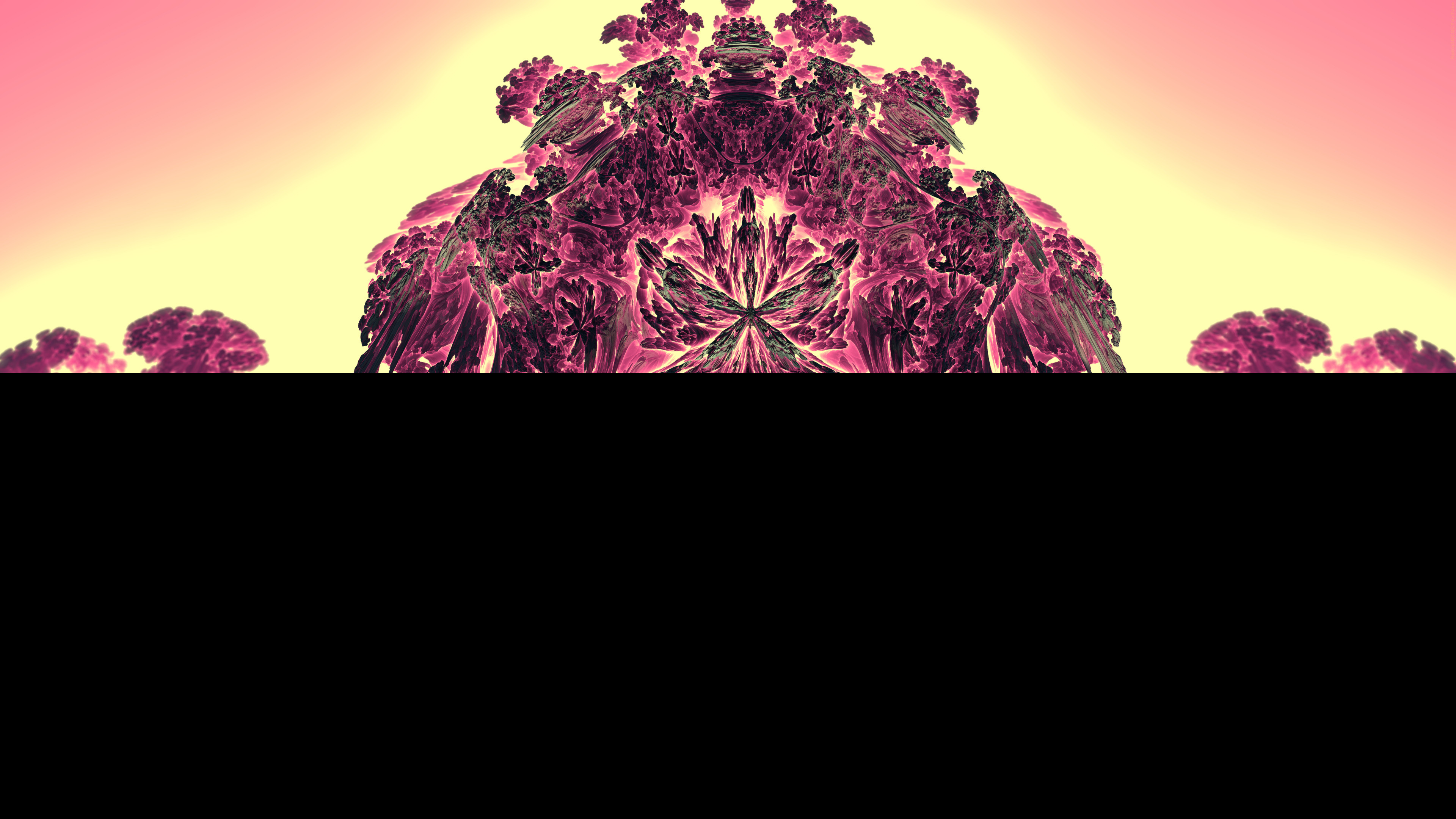 Symmetrical fractal pattern in pink and yellow HD Wallpaper