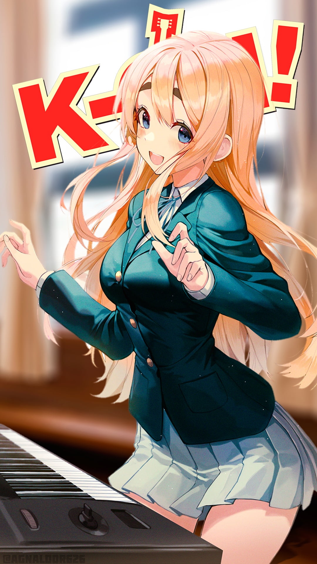 Tsumugi Kotobuki playing the keyboard in K-ON! HD Phone Wallpaper