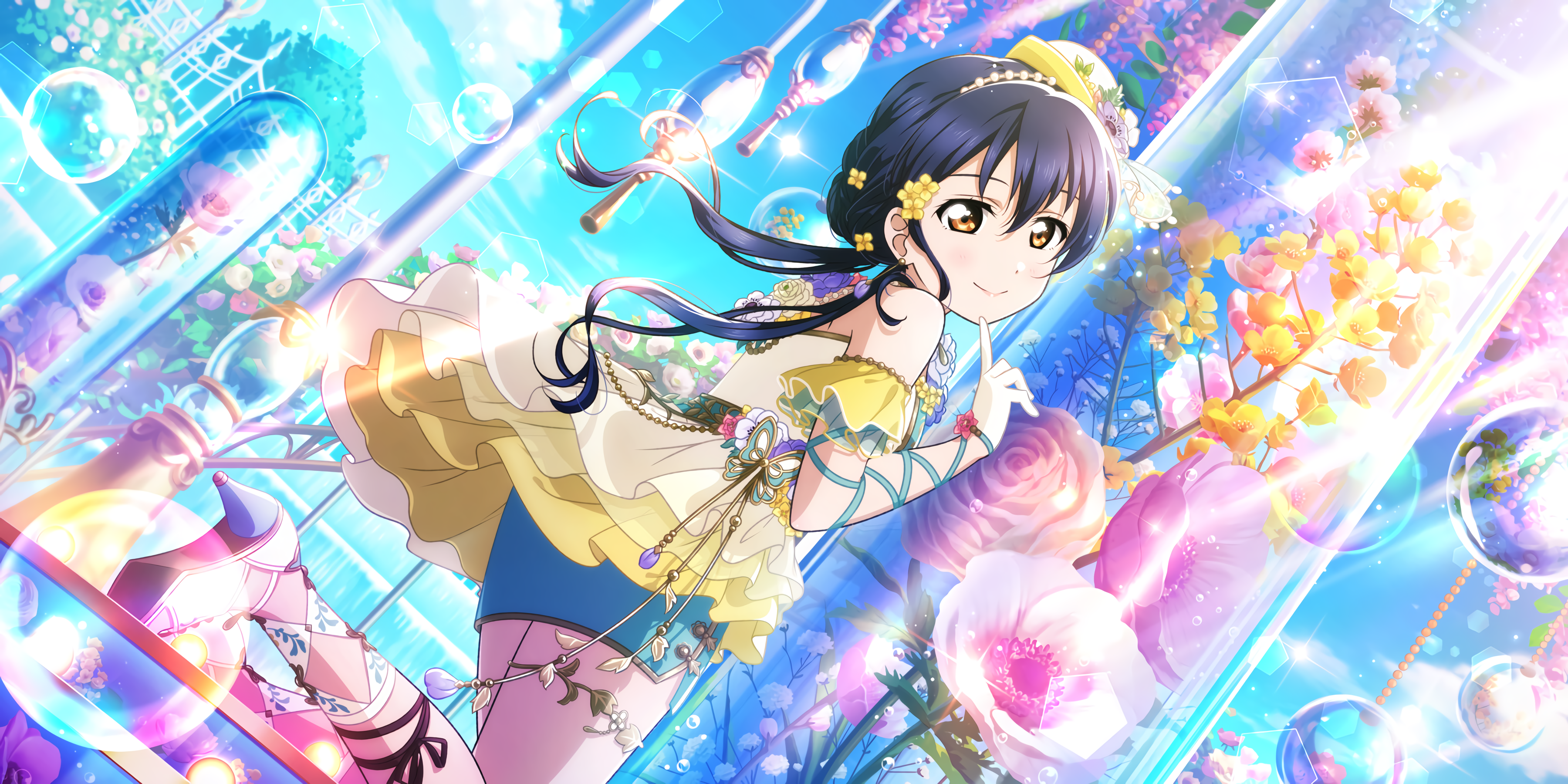 Sonoda Umi from Love Live! in a floral dress HD Wallpaper