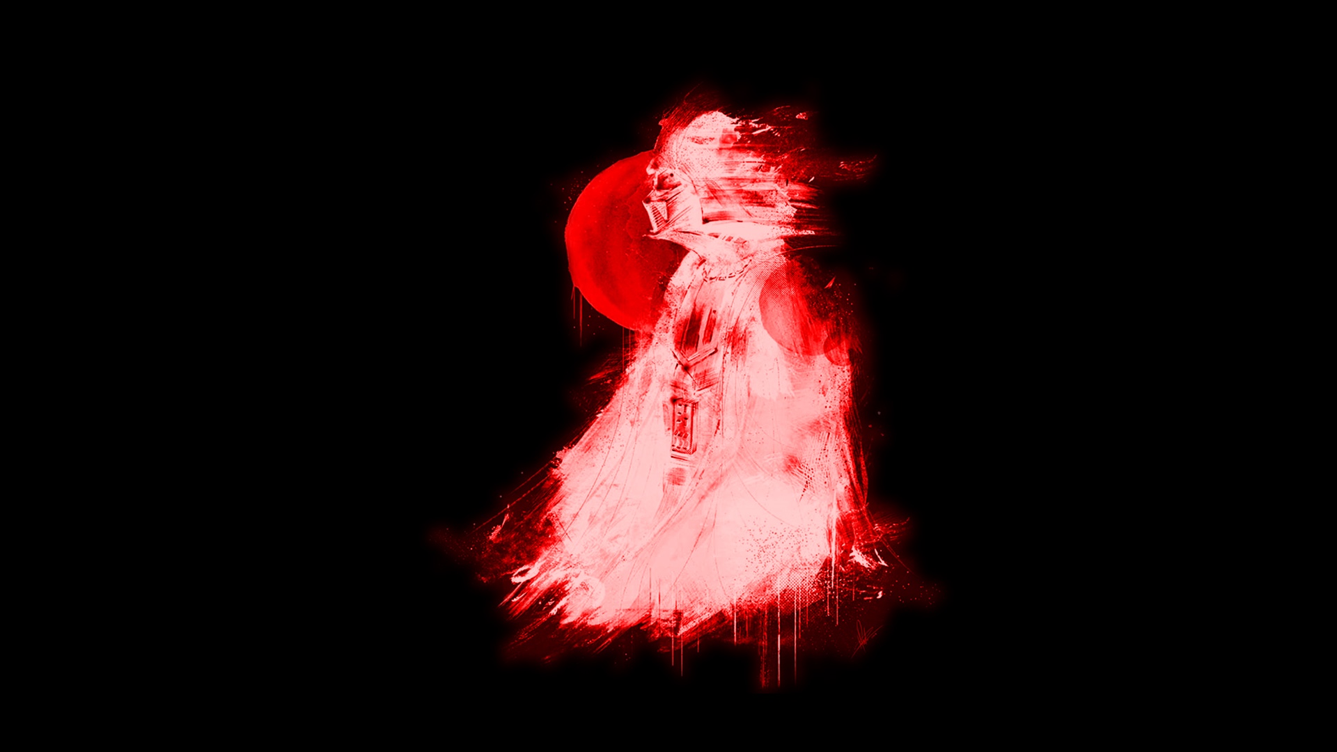 Darth Vader with red moon HD Wallpaper