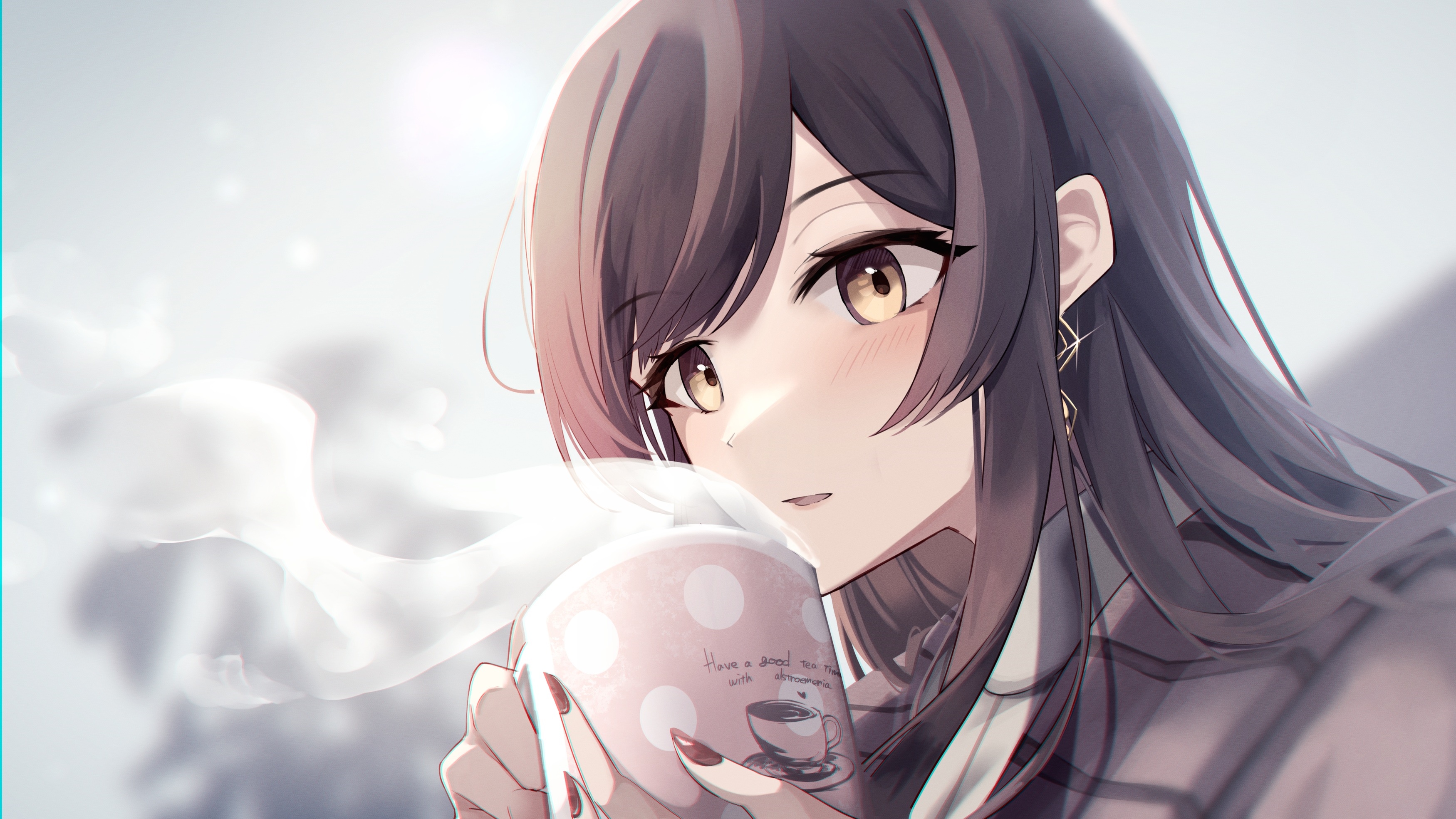 Oosaki Amana from THE iDOLM@STER holding a cup HD Wallpaper