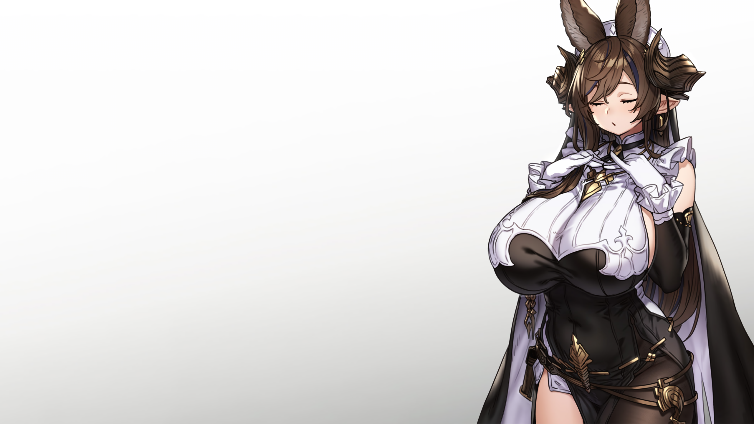 Anime girl with animal ears and huge breasts HD Wallpaper