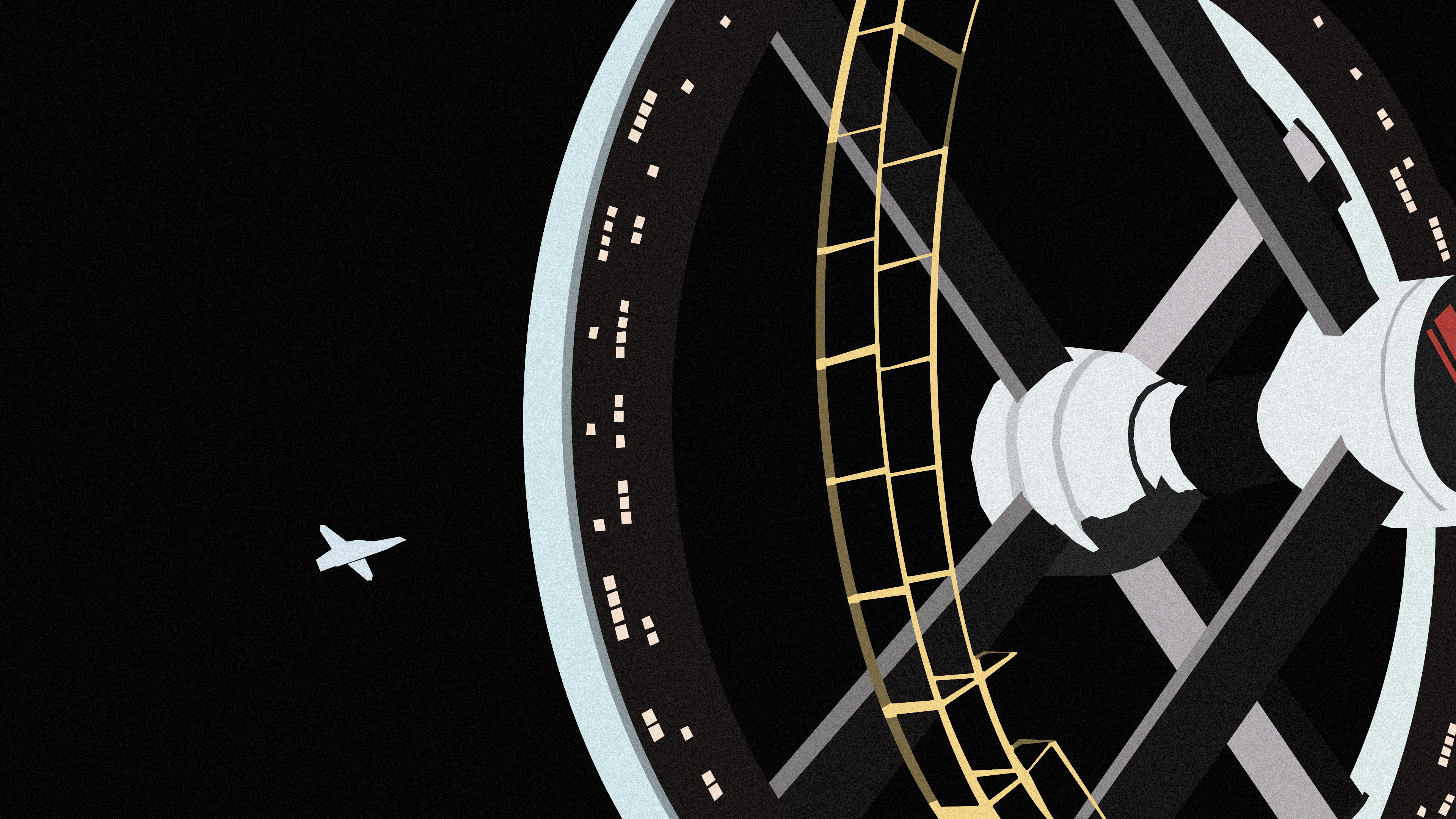 4K 2001: A Space Odyssey Space Station and Spaceship HD Wallpaper