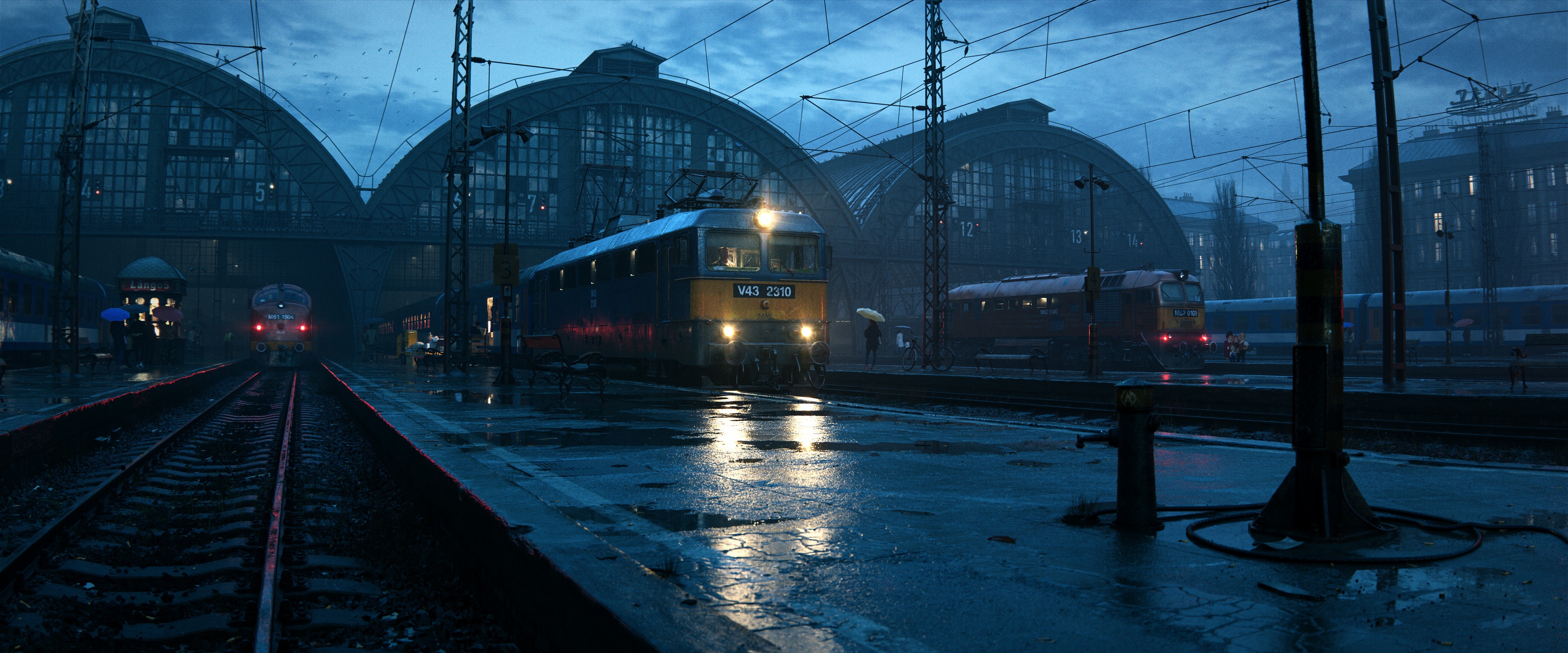 4K train station in Hungary with trains HD Wallpaper