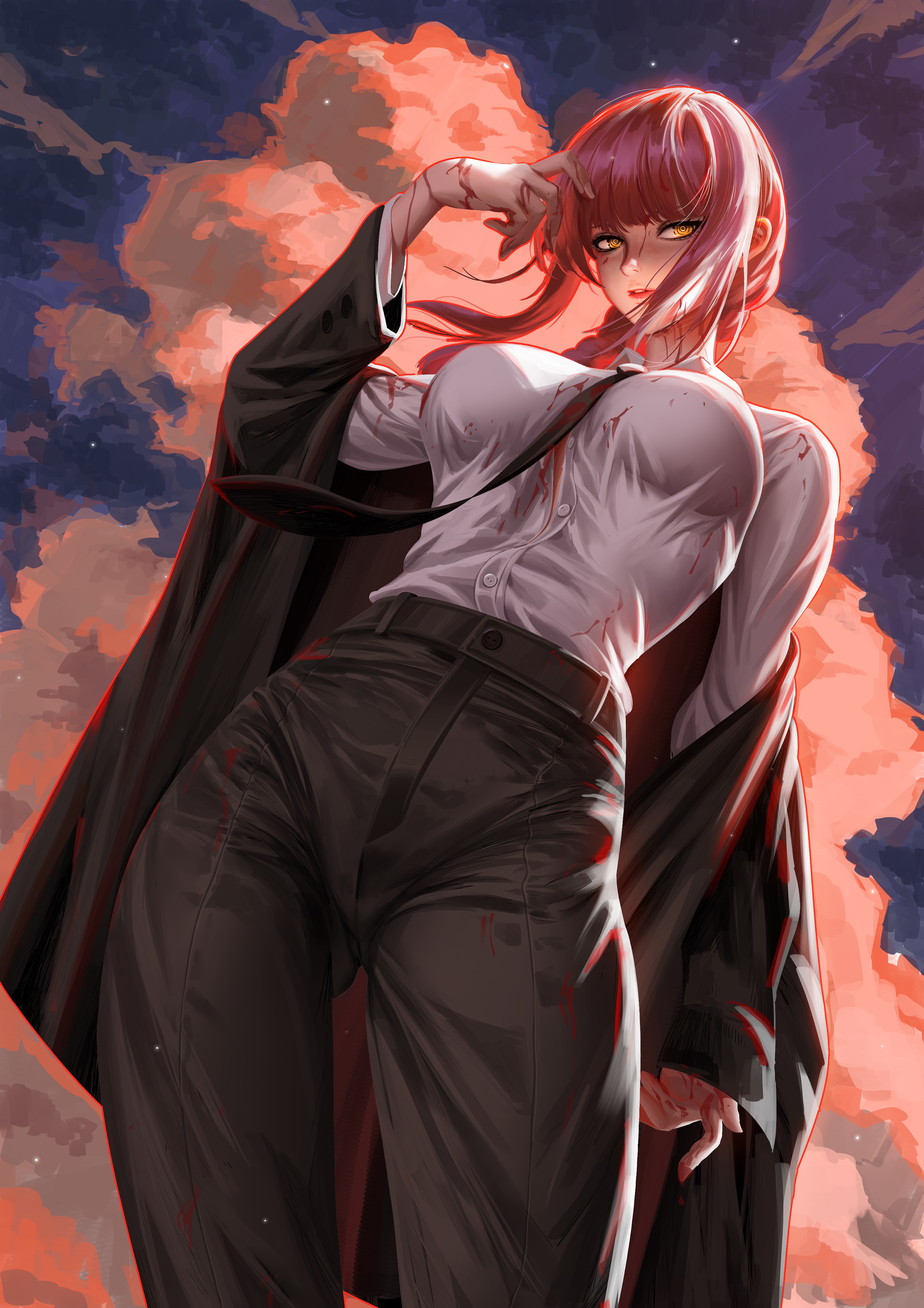 Makima from Chainsaw Man in a suit HD Phone Wallpaper