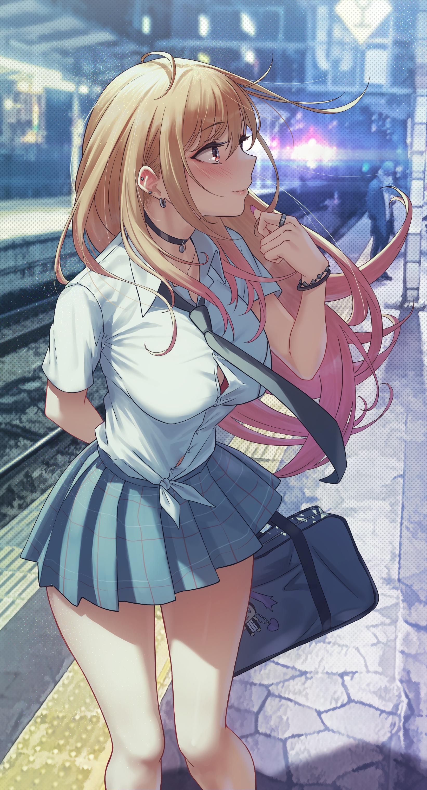 Kitagawa Marin from Sono Bisque Doll wa Koi wo Suru at a Subway Station HD Phone Wallpaper
