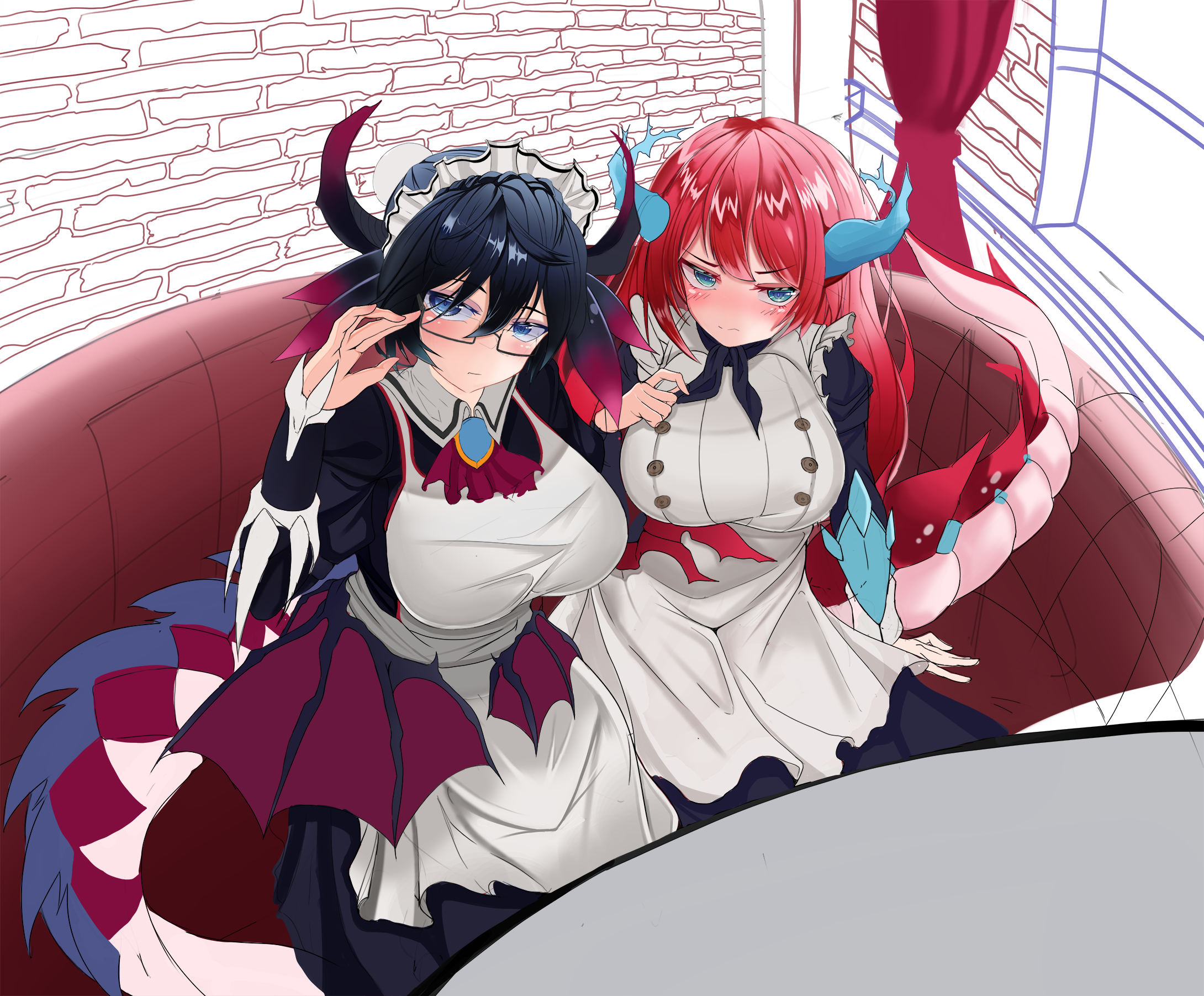 House Dragonmaid and Kitchen Dragonmaid Yu-Gi-Oh! fan art HD Wallpaper