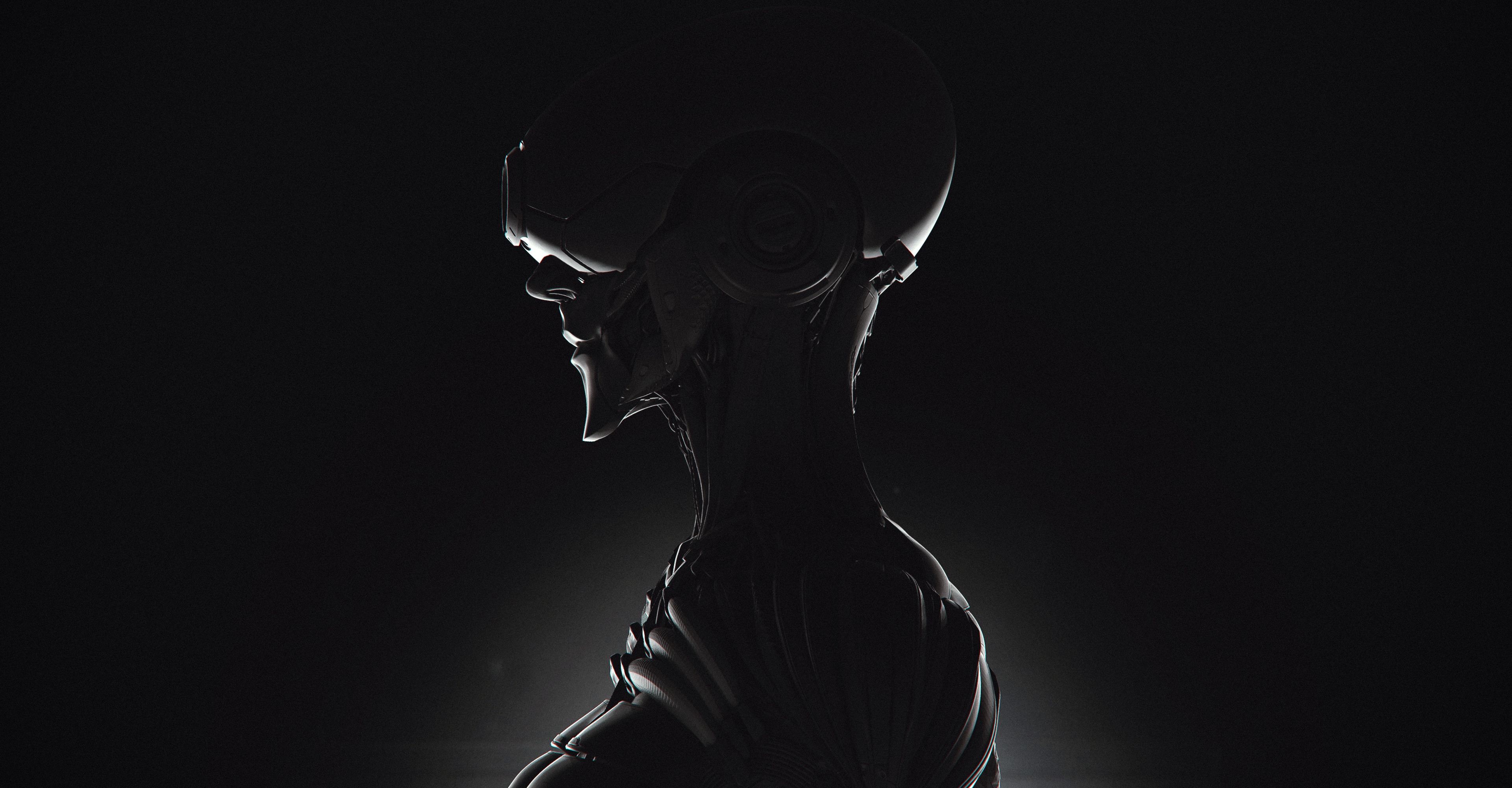 4K Futuristic Cyborg Profile HD Wallpaper