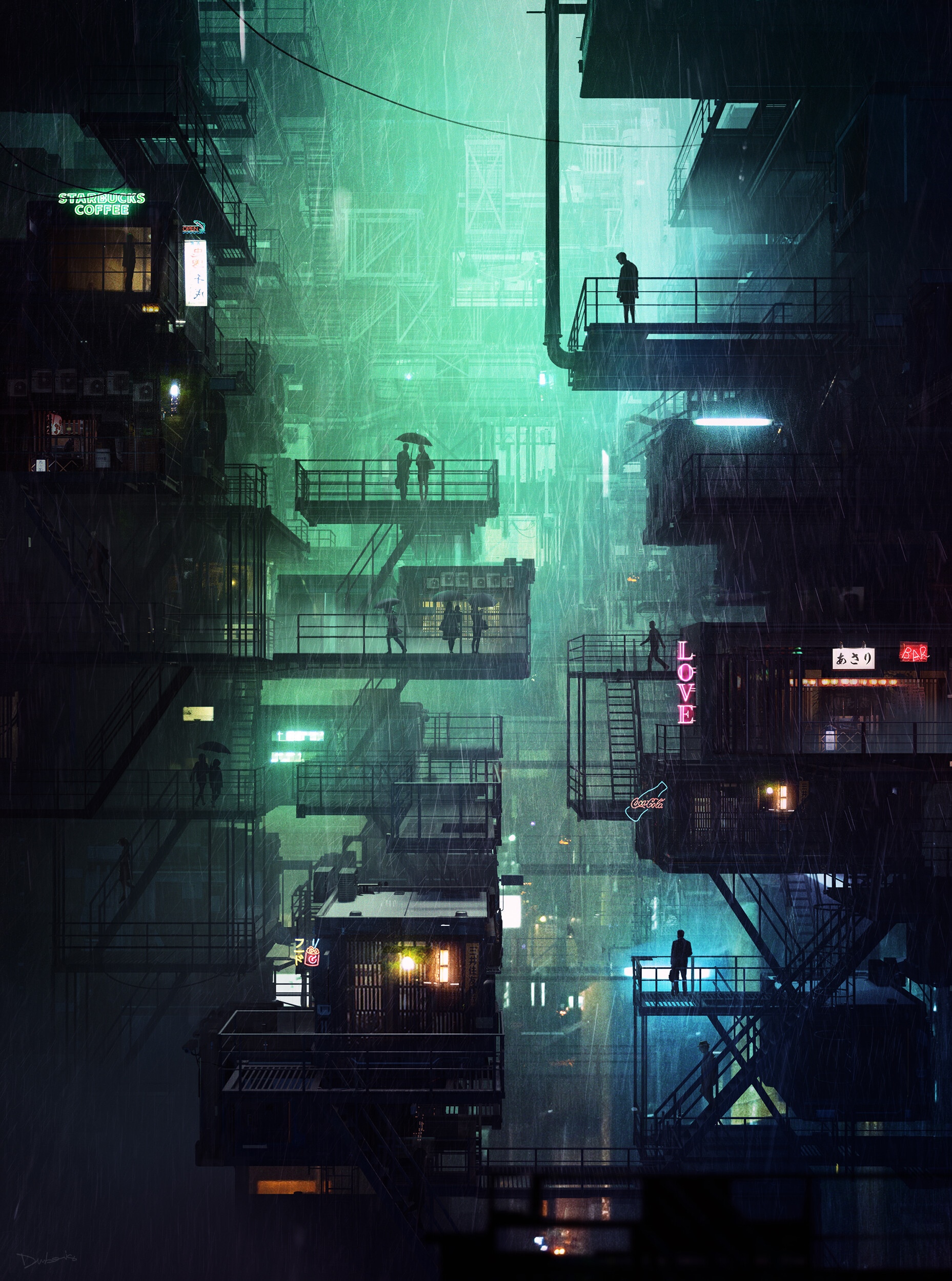 Cyberpunk city in the rain with neon lights HD Phone Wallpaper